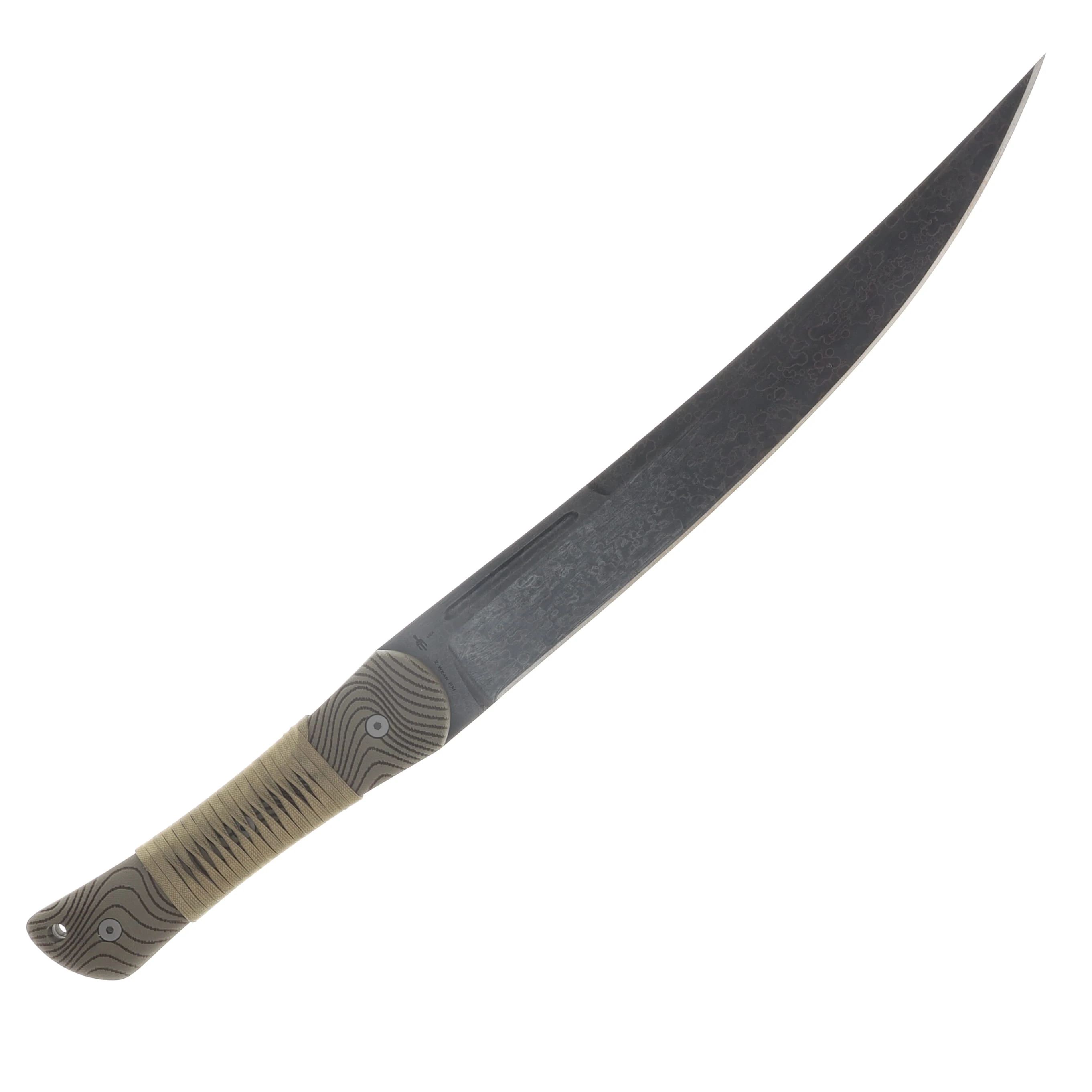 Miller Bros M-34 Short Sword Splatter Etch Tan Handle Black Paracord Tan/Brown Sheath M-34SPLTNBNSTNHBKP View 4