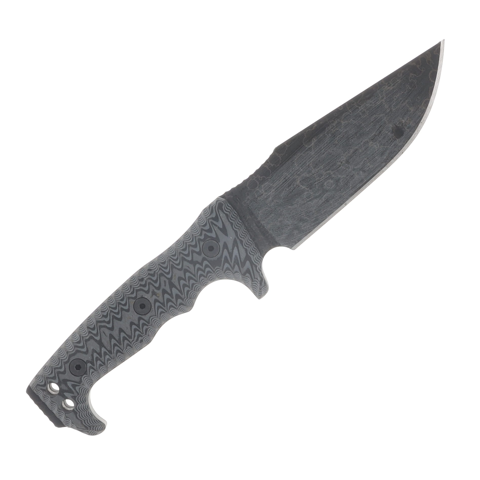 Miller Bros M-8 Fixed Knife Splatter Etch Blade Black/Grey Handle OD Green/Black Sheath M-8SPLODBKSBKGYH View 4
