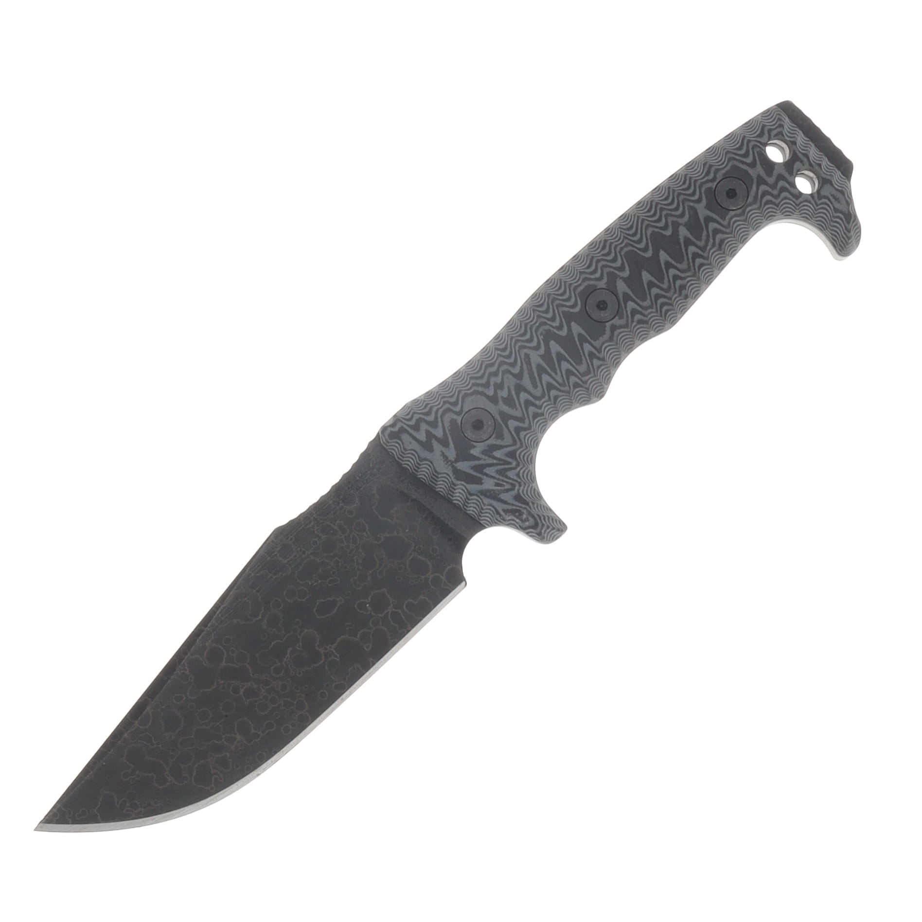 Miller Bros M-8 Fixed Knife Splatter Etch Blade Black/Grey Handle OD Green/Black Sheath M-8SPLODBKSBKGYH View 3