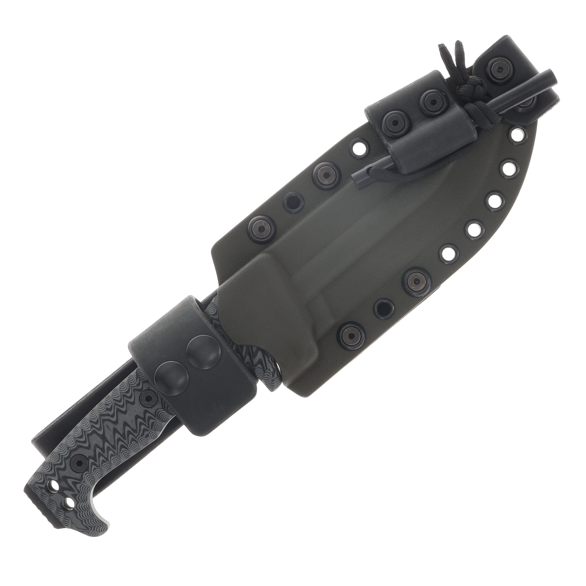 Miller Bros M-8 Fixed Knife Splatter Etch Blade Black/Grey Handle OD Green/Black Sheath M-8SPLODBKSBKGYH View 6