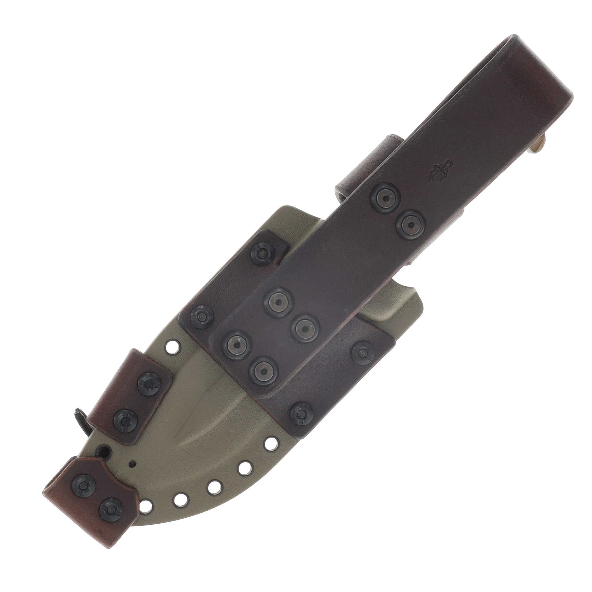 Miller Bros M-8 Fixed Knife Feather Etched Blade Tan Handle Tan/Brown Sheath M-8FEATNBNSTNH View 5