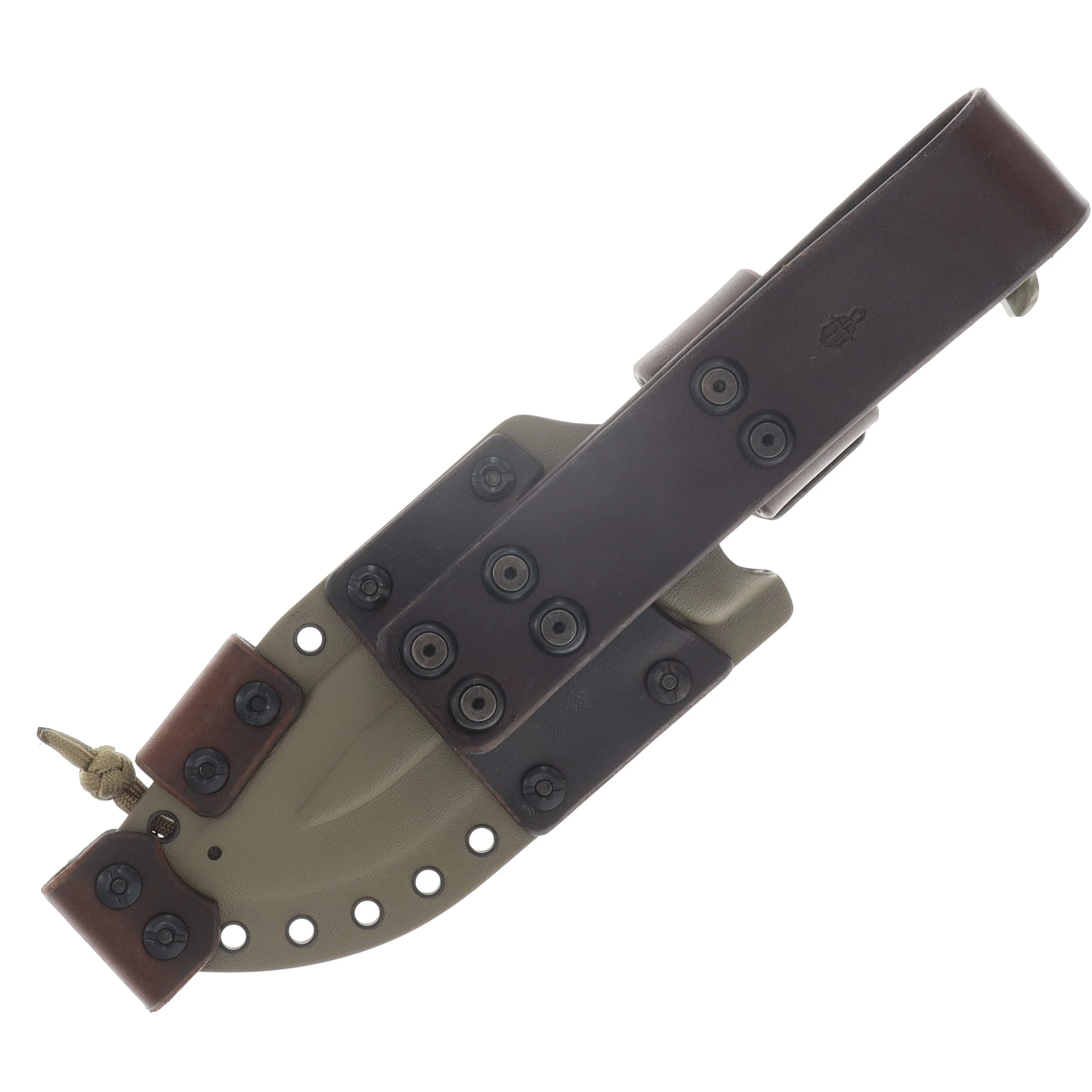 Miller Bros M-8 Fixed Knife Striped Etched Blade OD Green Textured Handle OD Green/Brown Sheath M-8STRODBNSODTH View 5