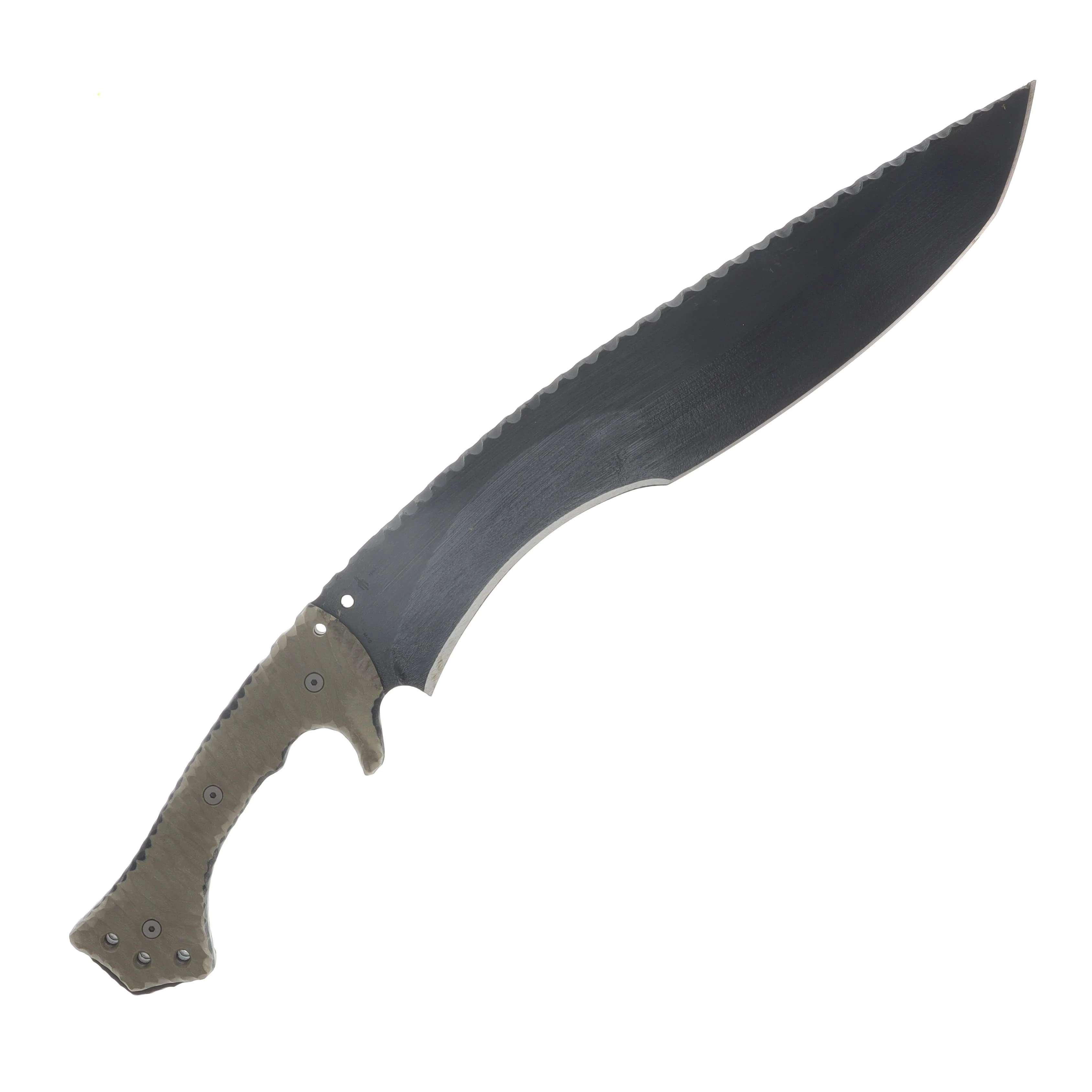 Miller Bros M-19 Fixed Knife Black Blade OD Green Handle Tan/Black Sheath M-19TNBKSODHBKB View 4