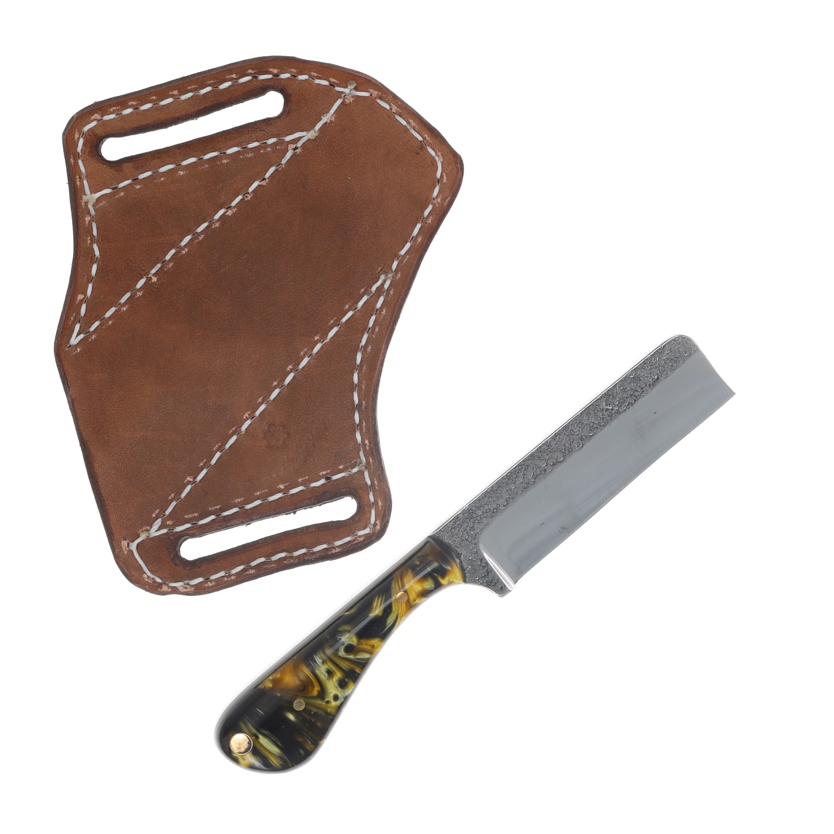 Herron Knives Fixed Blade Chopper Knife L6 Carbon Steel/Black and Gold Mica Pearl Resin HK20 View 2