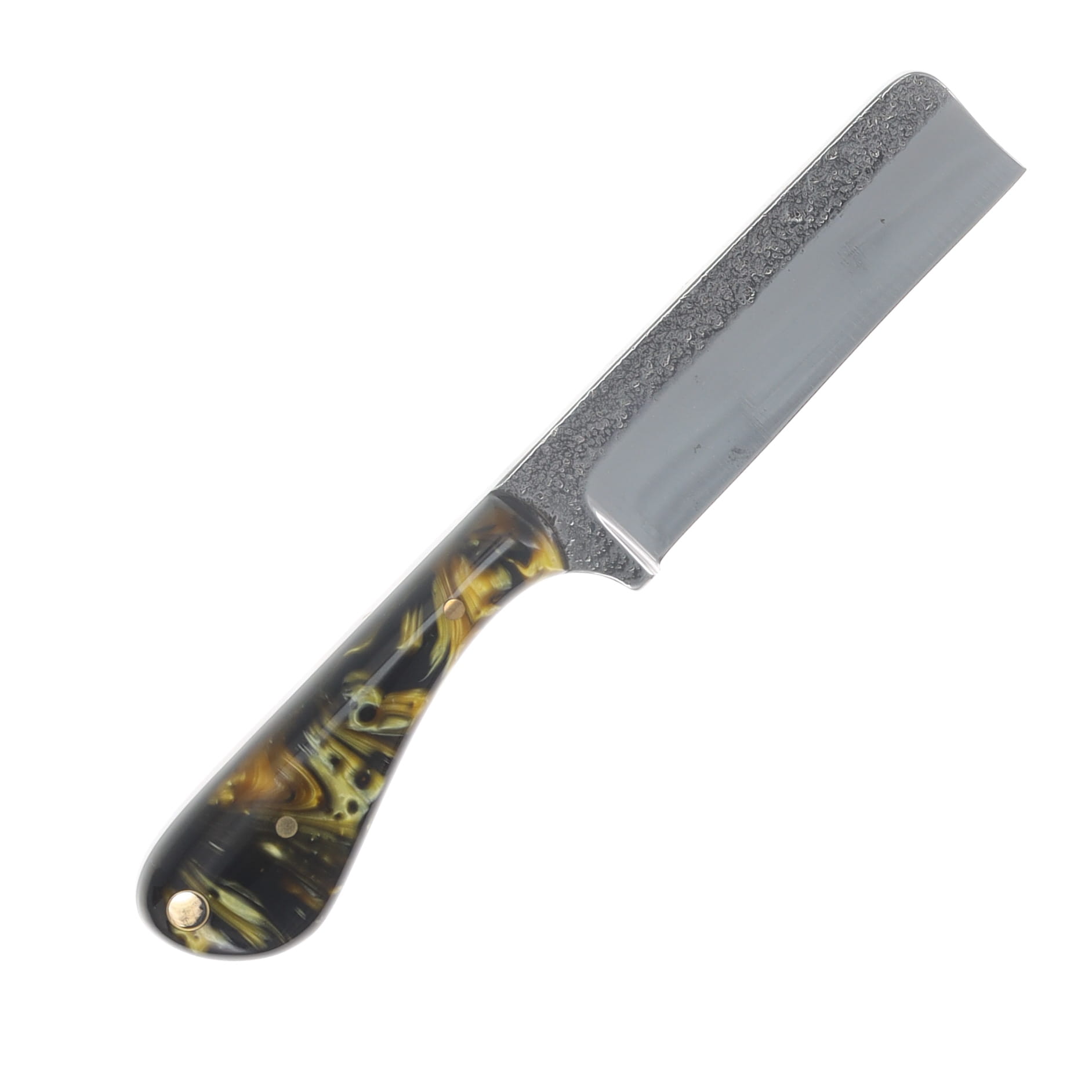 Herron Knives Fixed Blade Chopper Knife L6 Carbon Steel/Black and Gold Mica Pearl Resin HK20 View 4