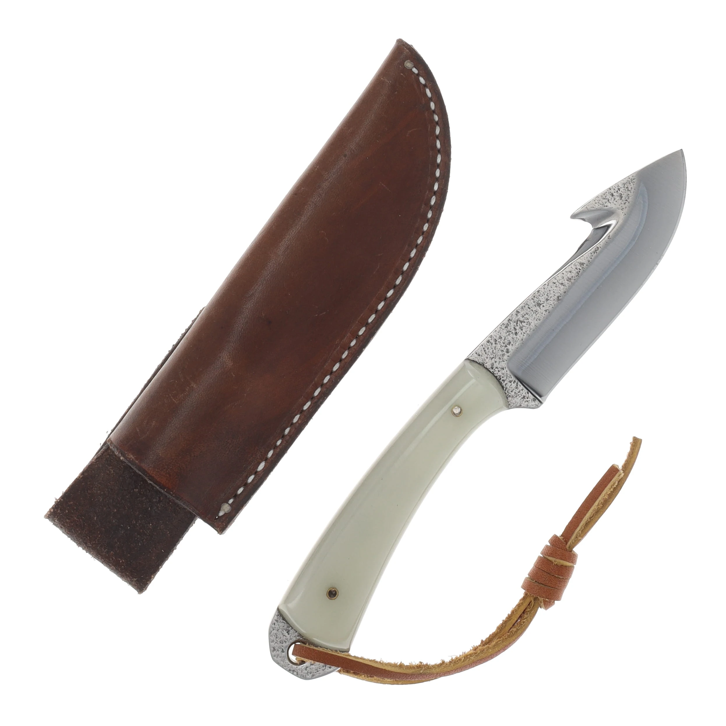Herron Knives Fixed Blade Guthook Skinner L6 Carbon Steel/Glow In The Dark Mica Pearl HK31 View 1