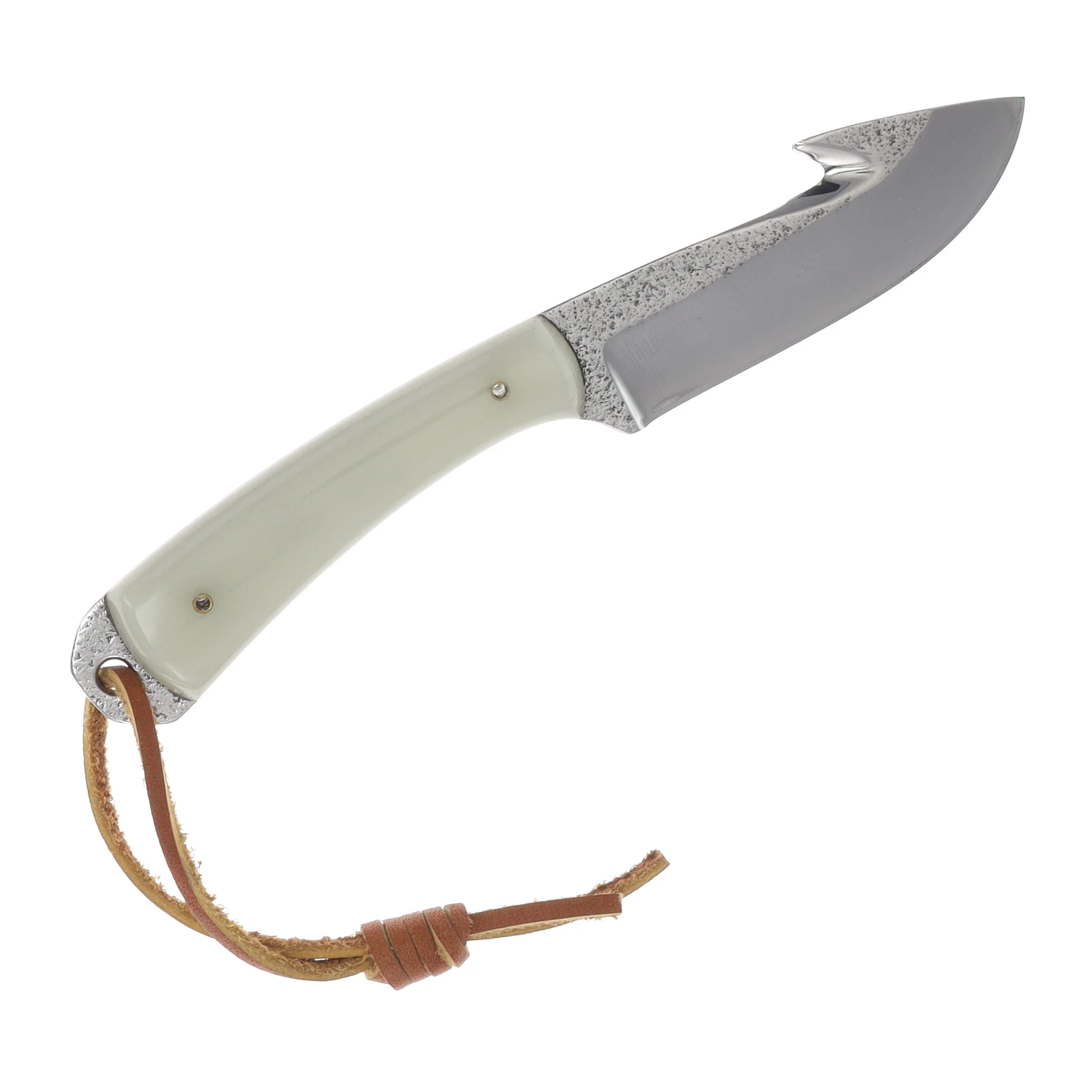Herron Knives Fixed Blade Guthook Skinner L6 Carbon Steel/Glow In The Dark Mica Pearl HK31 View 4