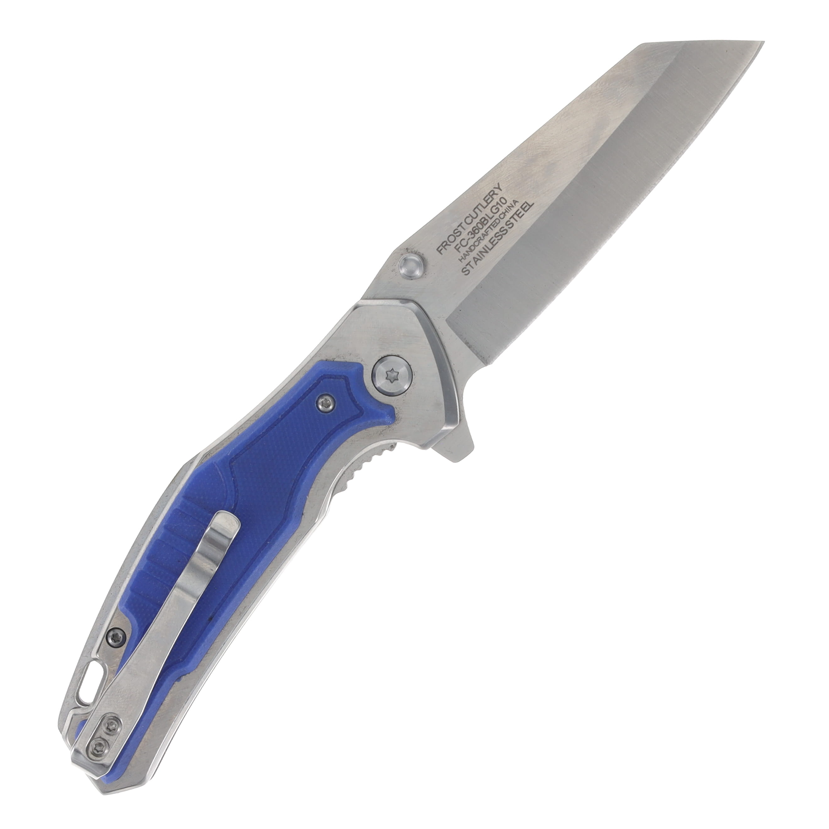 Frost G-10 Tanto Flip Assisted Opening Folder Blue Handle FR360BLG10 View 2