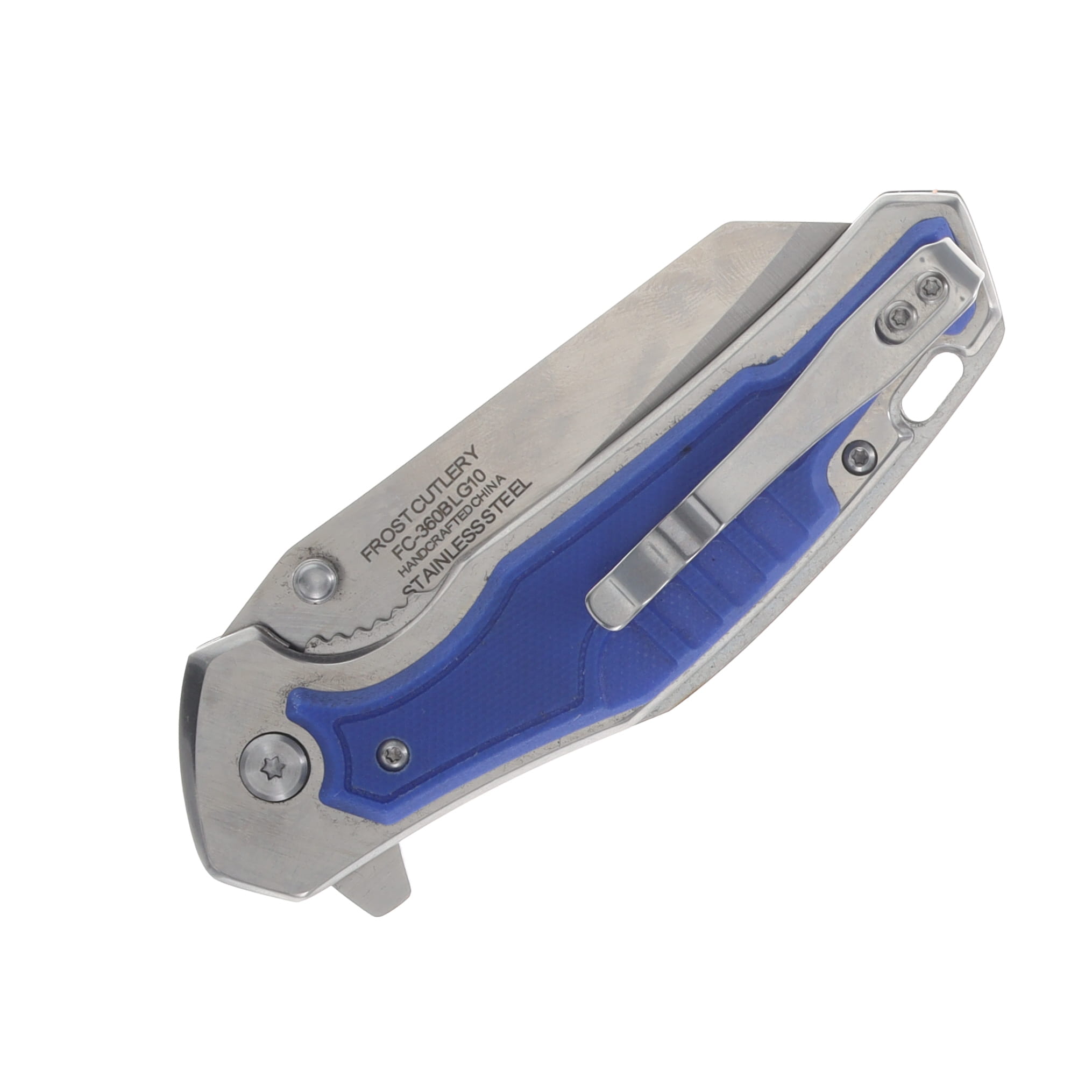 Frost G-10 Tanto Flip Assisted Opening Folder Blue Handle FR360BLG10 View 4