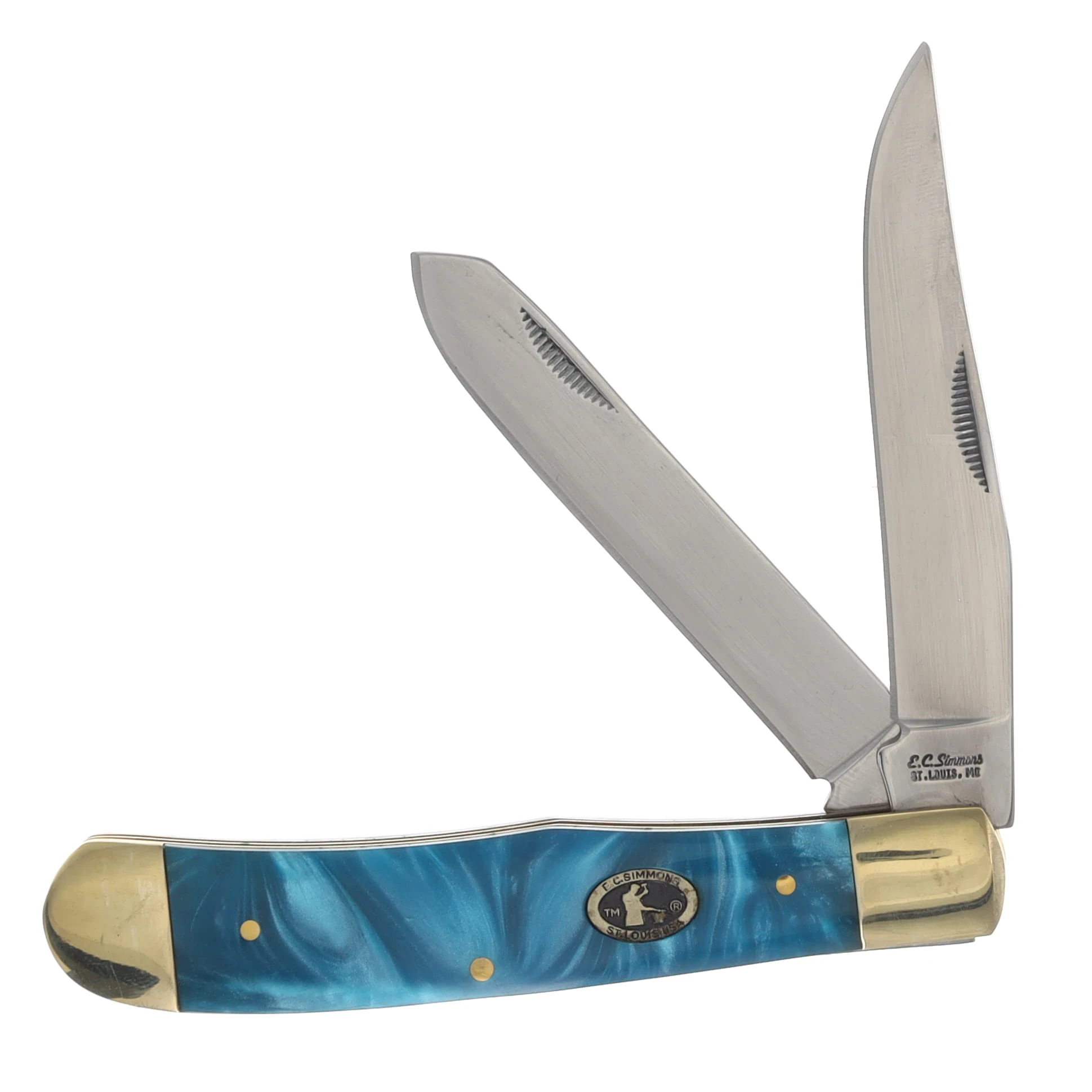 Frost E.C. Simmons Trapper Blue Bayou Resin Trapper Folding Knife FRECS108BBY View 1