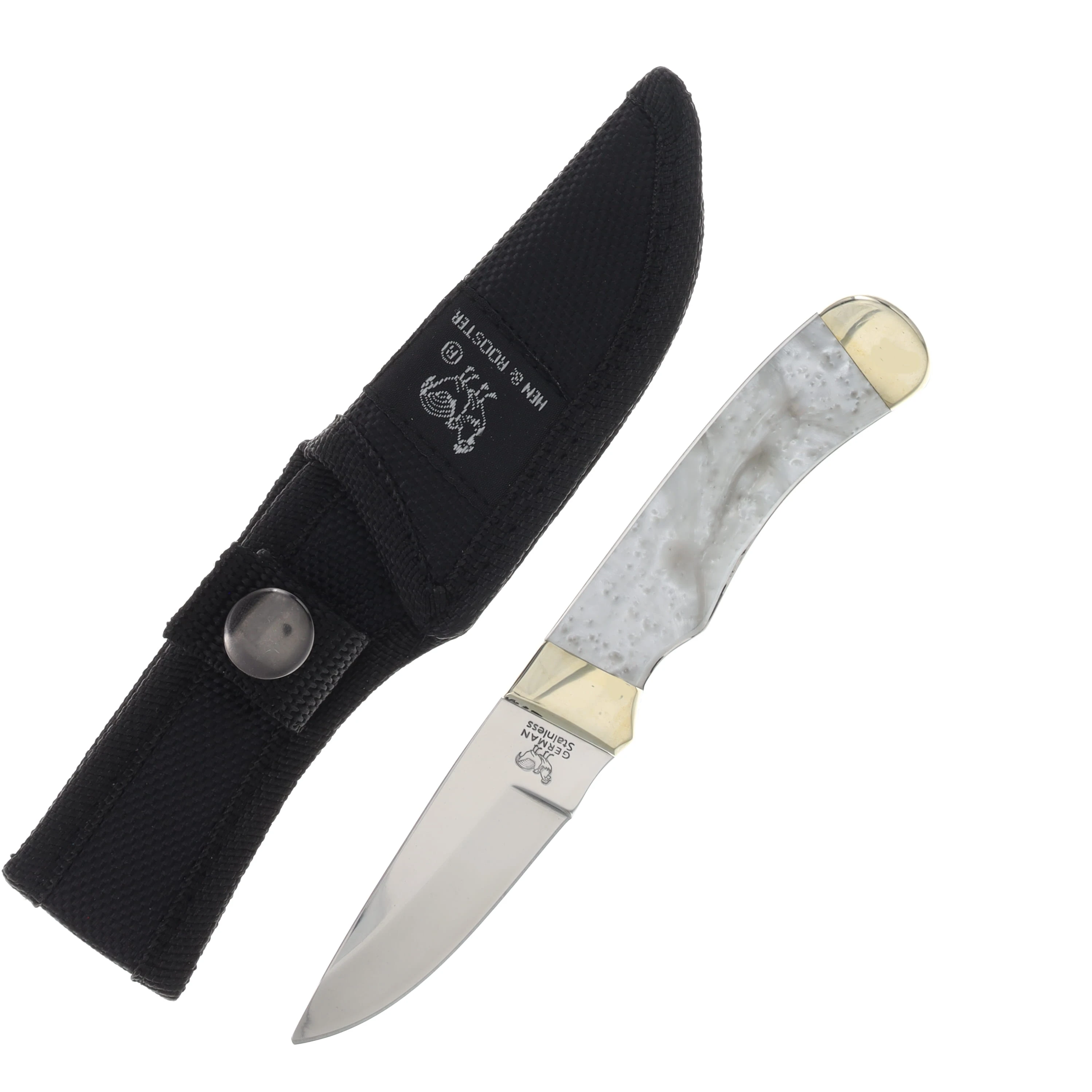 Hen & Rooster Fixed Blade White Pearl Corelon W/ Sheath HR101WP View 1