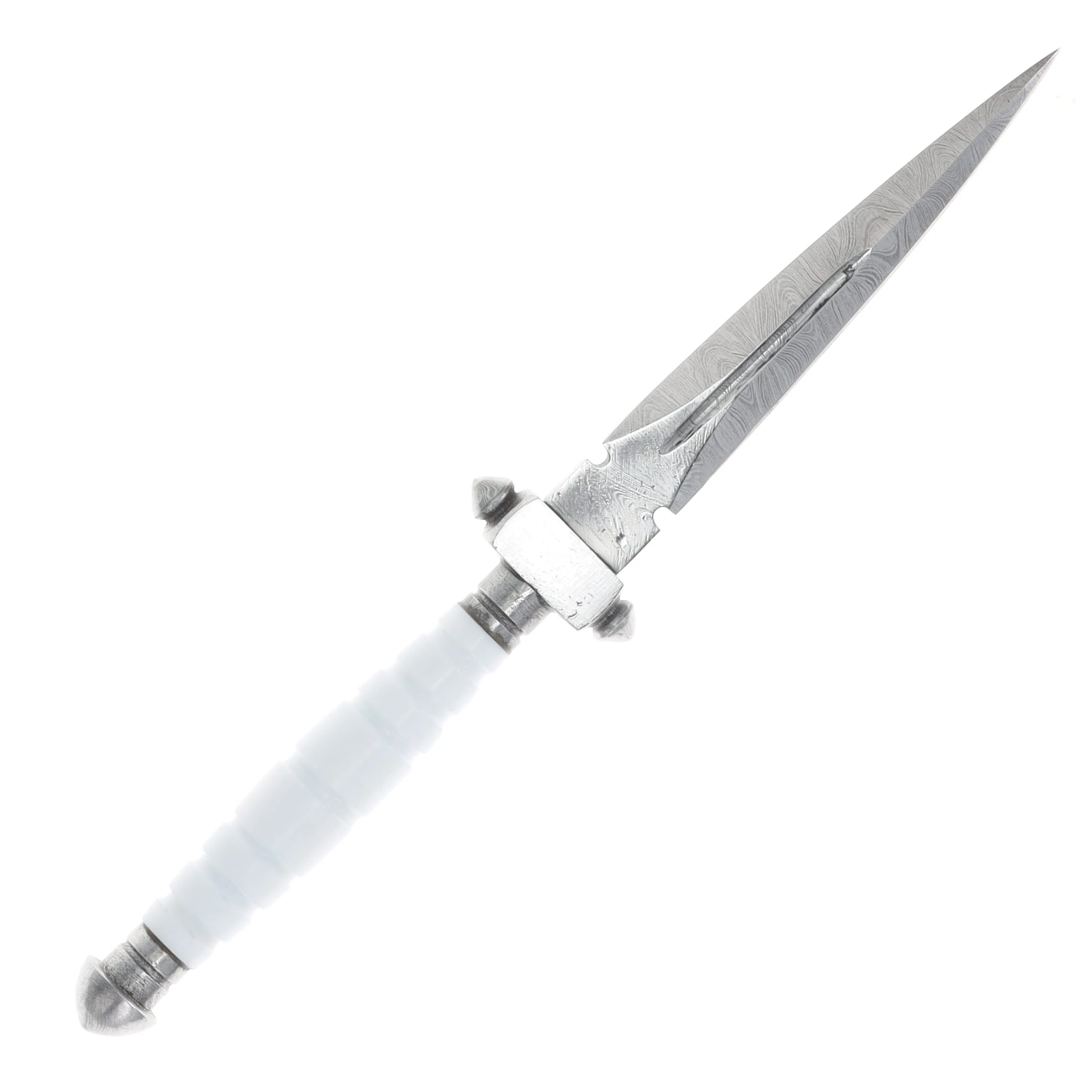 Hen & Rooster Dagger White Handle Fixed Blade Damascus Blade W/ Sheath HR1200w View 4