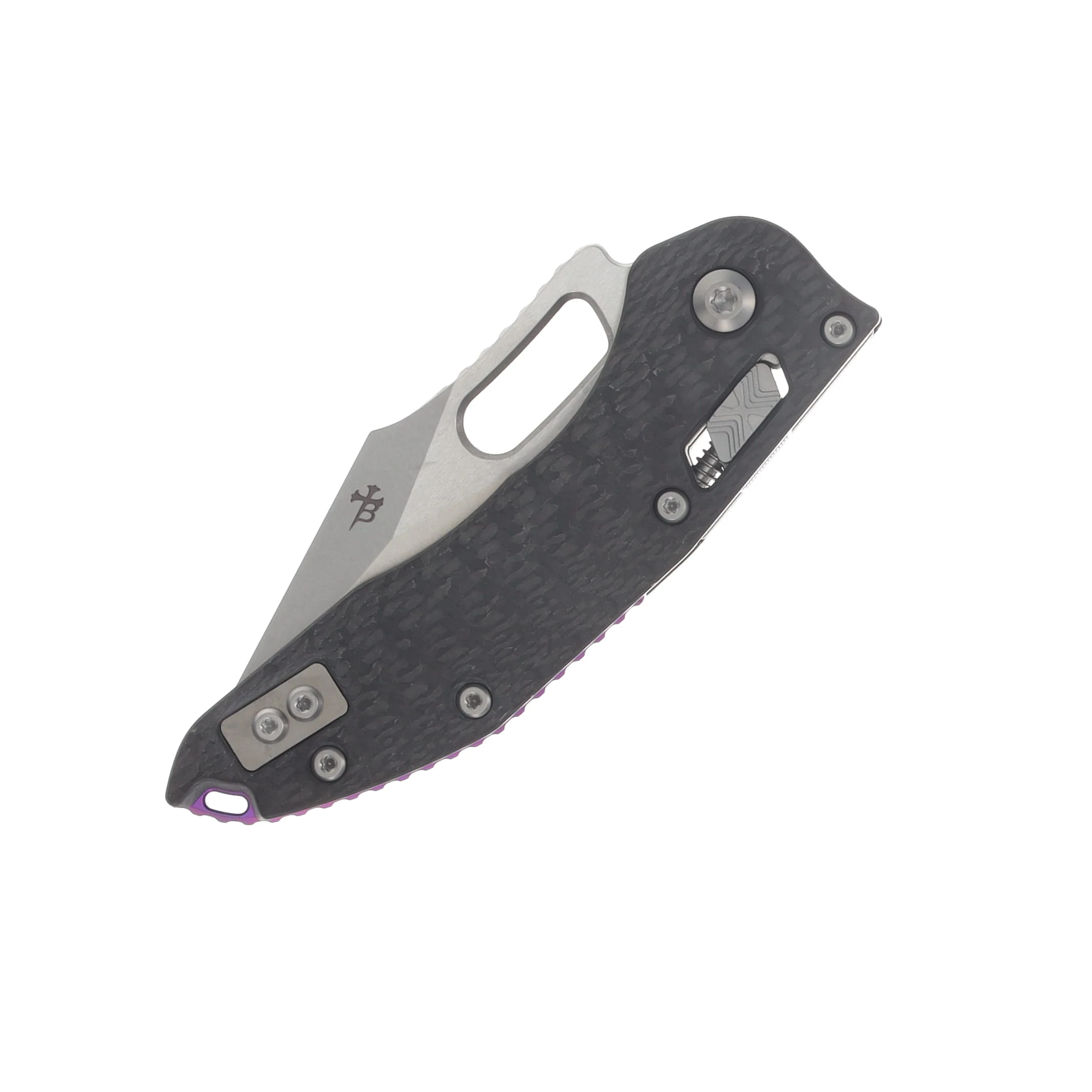 Marfione Select Stitch RAM-LOK Folding Knife Stonewash Slab Side Carbon Fiber with Purple Titanium Accents MT169RL10MS9 View 5
