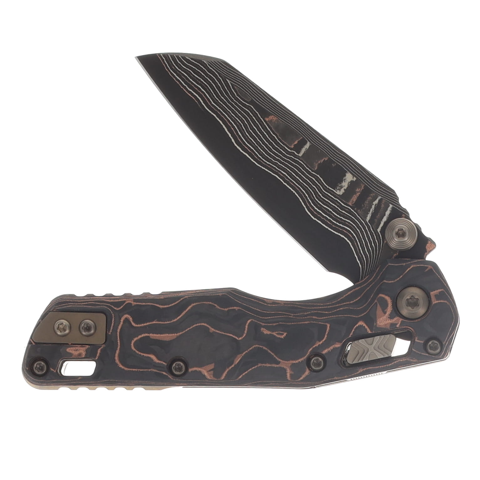 Marfione Select MSI Mini RAM-LOK Baker Forge Copper Mai Elite Damascus/Slab Side Livewire Carbon Fiber with Bronze Titanium Accents 210M-16MS1 View 3