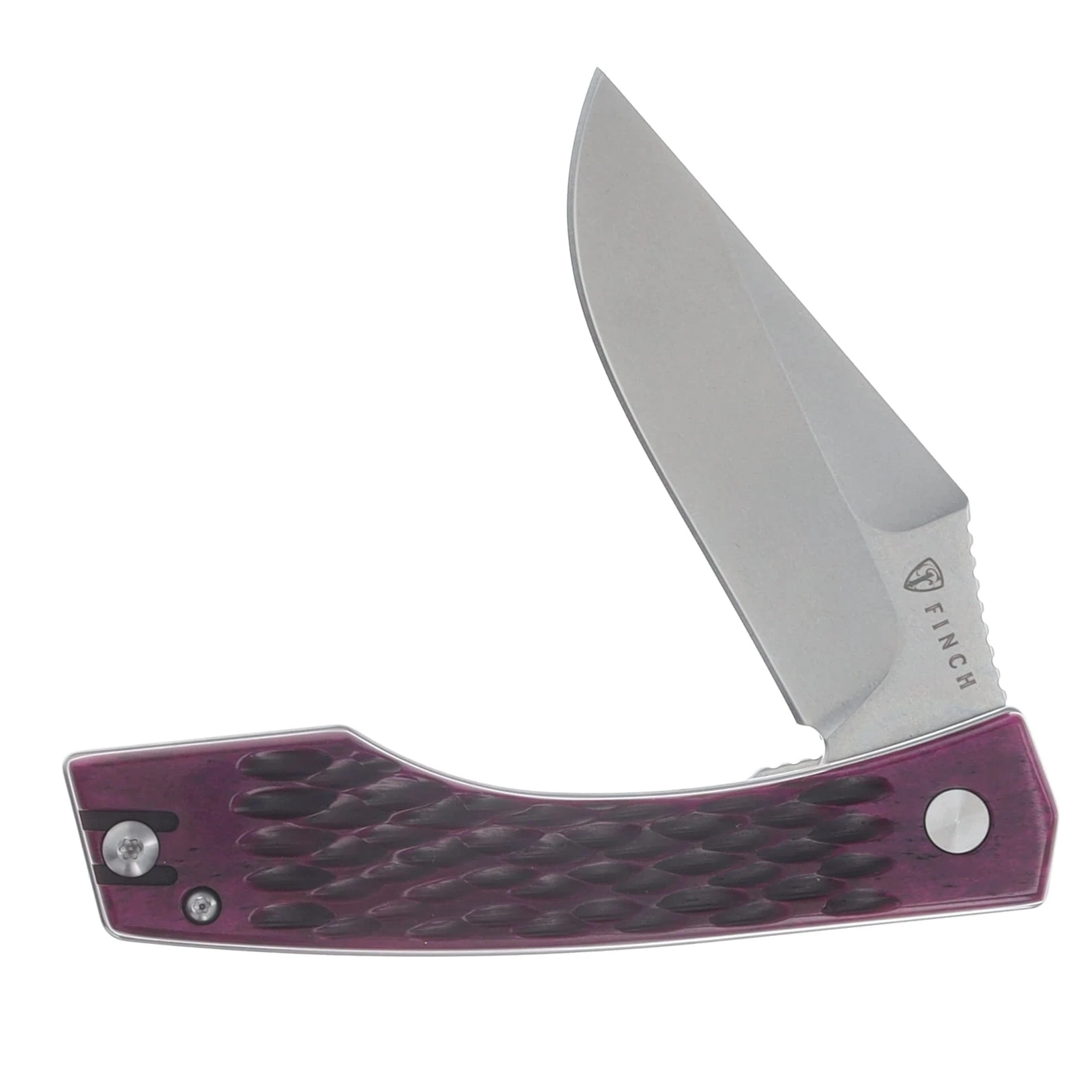 Finch Knife Co Medieval Madness Folding Knife Royal Plumb Jigged Bone MM385 View 3