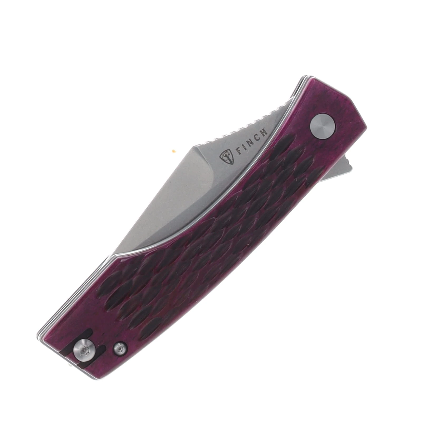 Finch Knife Co Medieval Madness Folding Knife Royal Plumb Jigged Bone MM385 View 5