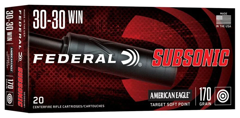 Federal Subsonic 30-30 Win 170gr Target SP Ammo Brass 20ct 3030SUB1 View 1