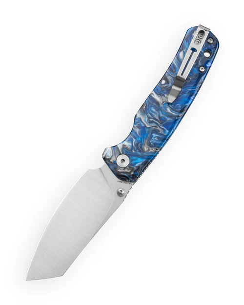 Bestechman Cicada's Wing TL Top Liner Lock Folder Satin Blue Resin BMK-24-R-2 View 2