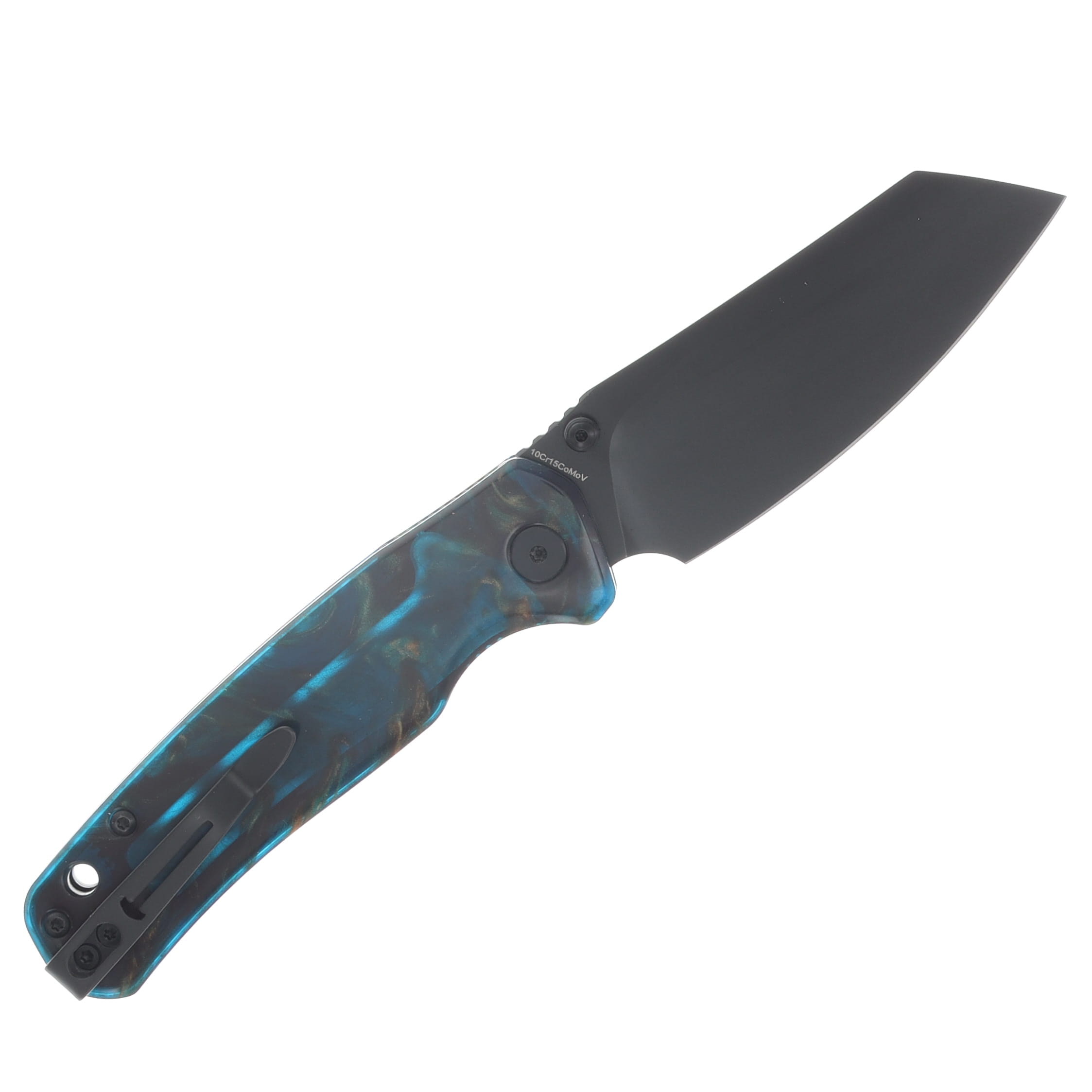 Bestechman Cicada's Wing TL Top Liner Lock Folder PVD Clear Blue Resin BMK-24-R-3 View 2
