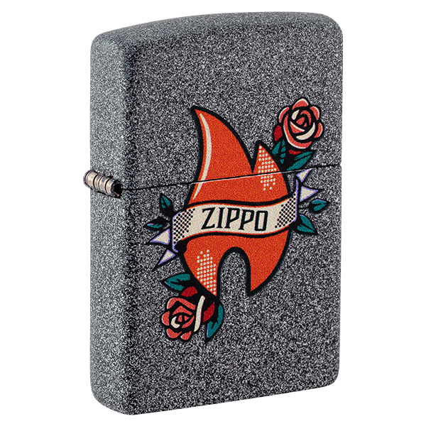 Zippo Flame Tattoo Iron Stone Lighter ZP47268 View 1