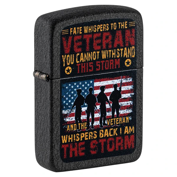 Zippo Veteran I Am The Storm Black Crackle Lighter ZP47274 View 1