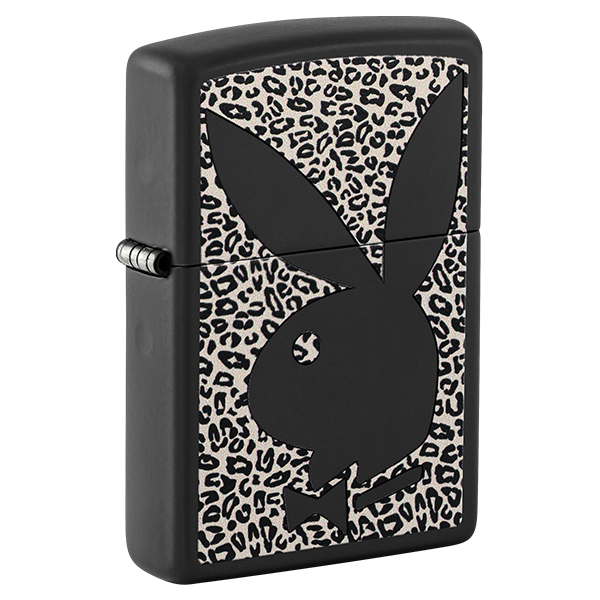 Zippo Playboy Logo Cheetah Print Black Matte Lighter ZP47394 View 1