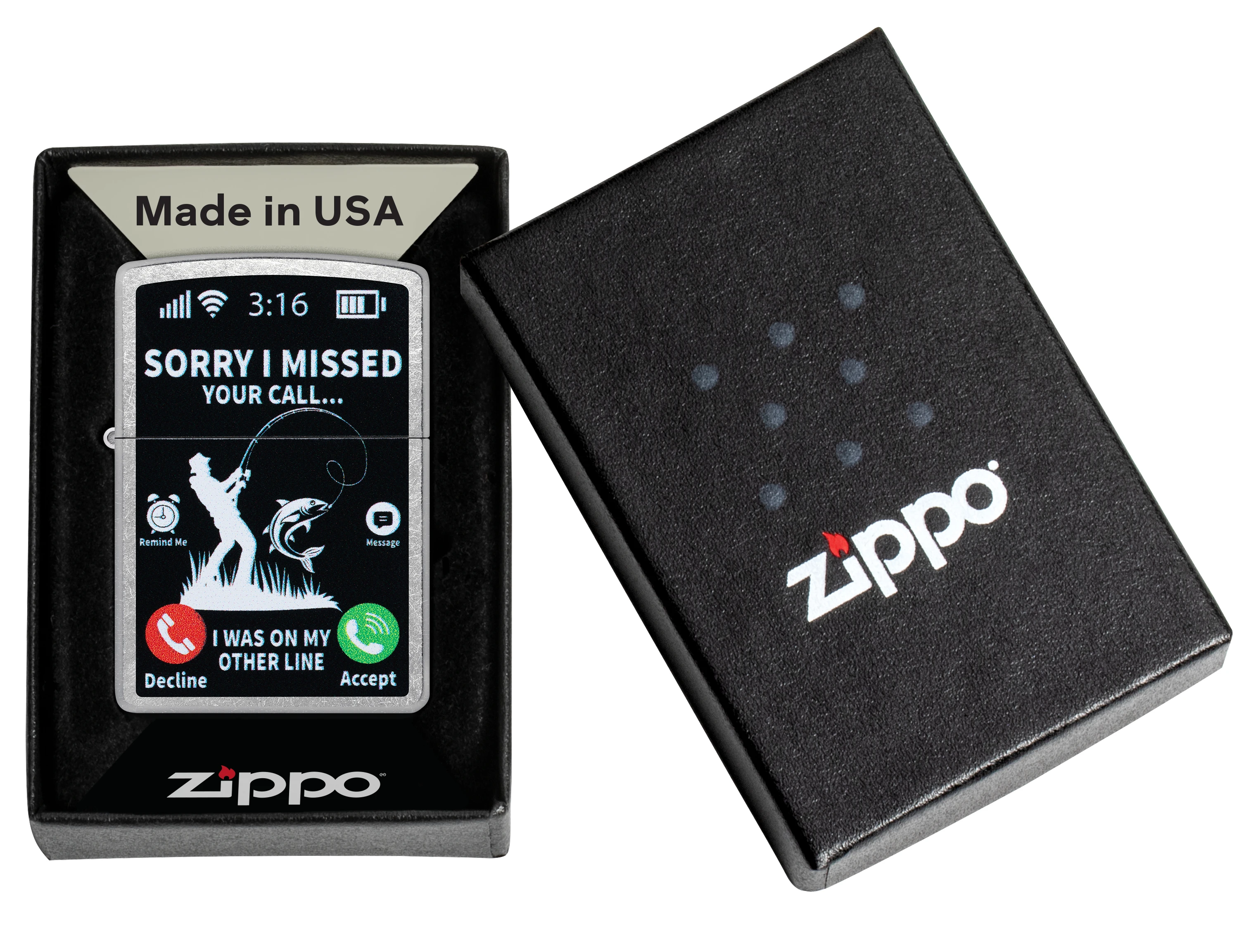 Zippo Sorry I Missed Your Call Street Chrome Lighter ZP47450 View 2