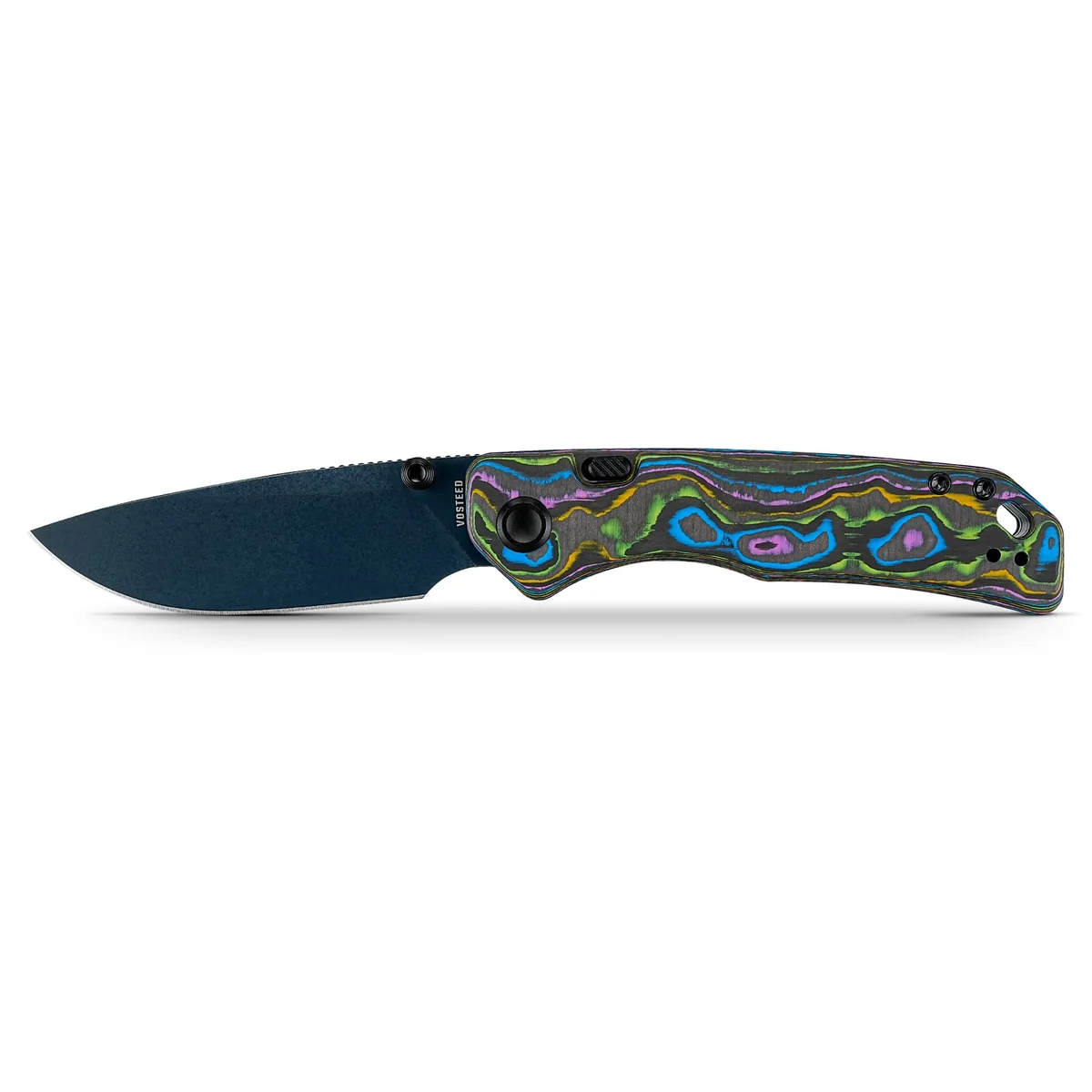 Vosteed Marten 330 Top Liner Lock Folder 154CM Blue SW Blade Neon Topo Handle View 1
