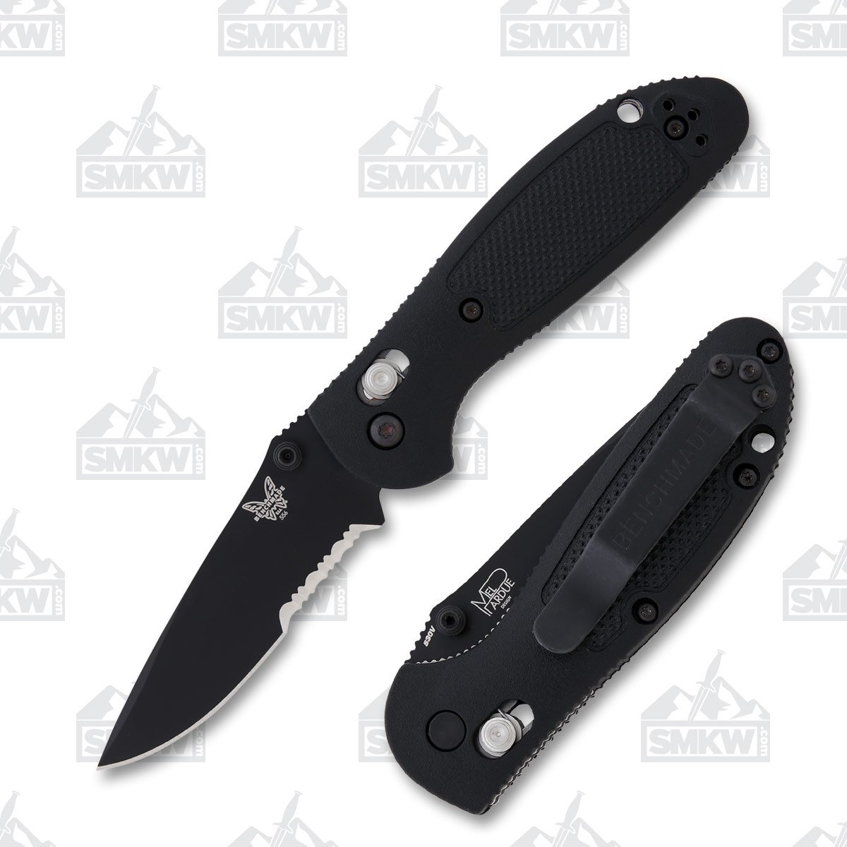 Benchmade Mini Griptilian Folding Knife Black Partially Serrated BM556SBK-S30V View 1