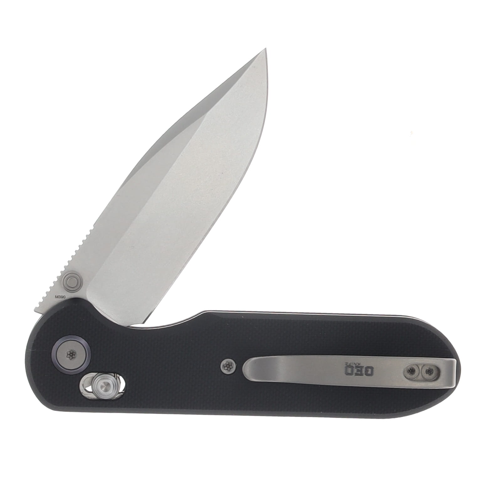 GEO Knife Ethereal Cutter Folding Knife Stonewash M390 Blade Black G10 Handle GEO2402F View 4