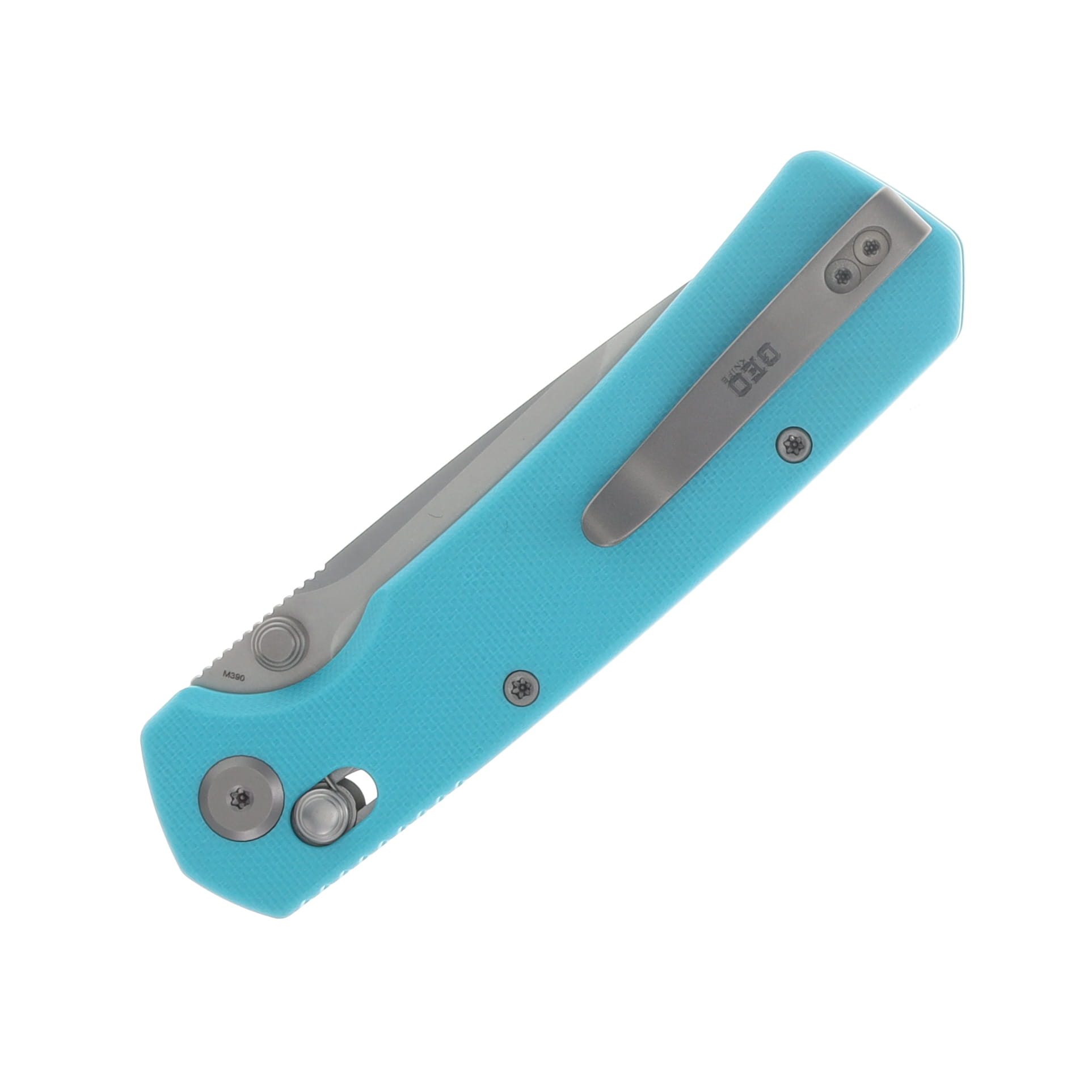 GEO Knife Blaze Crossbar Lock Folding Knife SW M390 Blade Tiffany Blue G10 Handle GEO2503E View 6