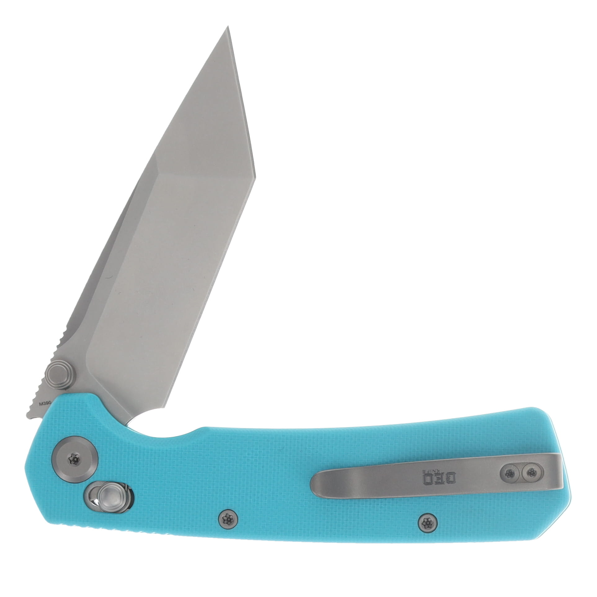 GEO Knife Blaze Crossbar Lock Folding Knife SW M390 Blade Tiffany Blue G10 Handle GEO2503E View 4