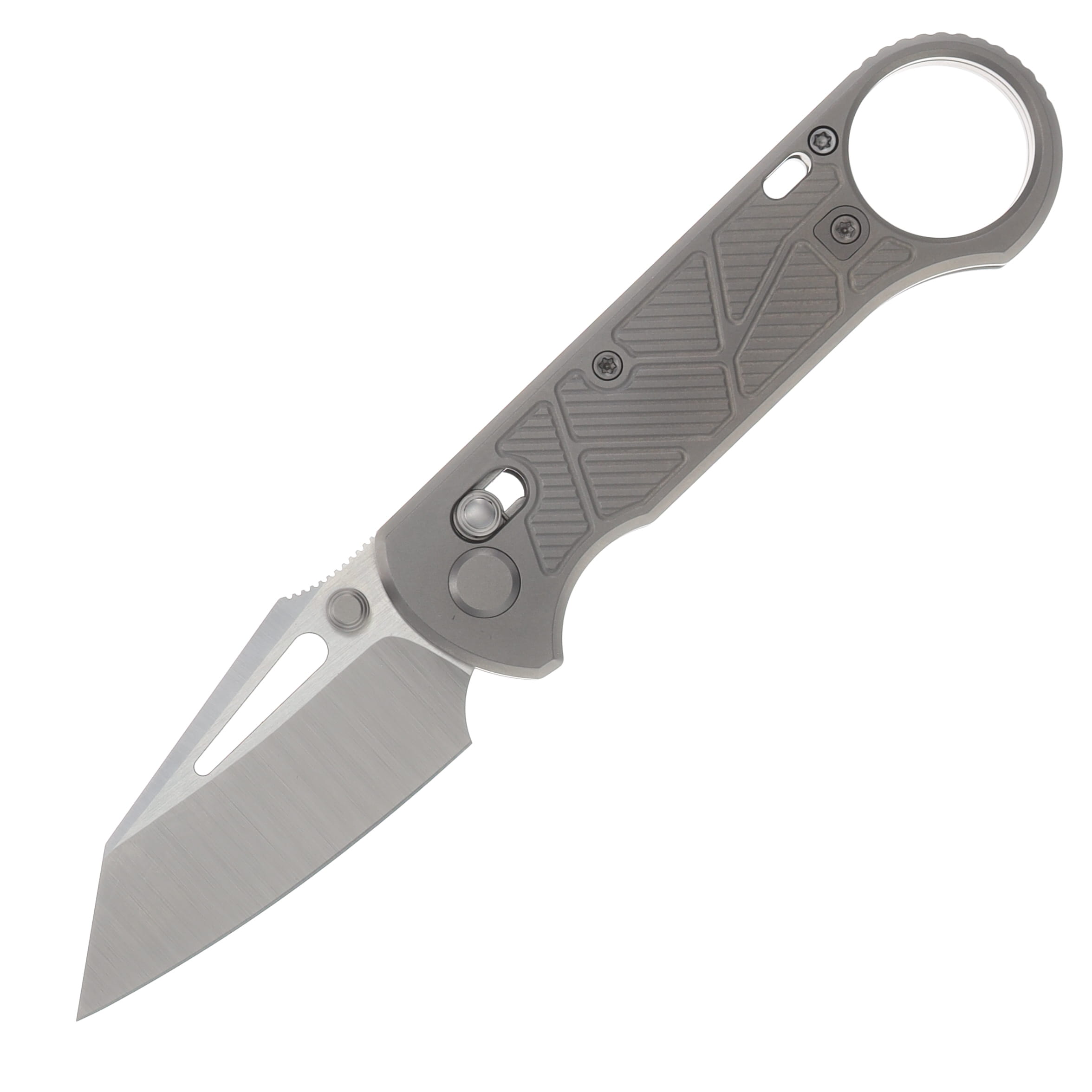 GEO Knife Aska Fabian Hobbelen Folder Hand-Rubbed Satin SW M390 - Gray Titanium GEO2511A View 1