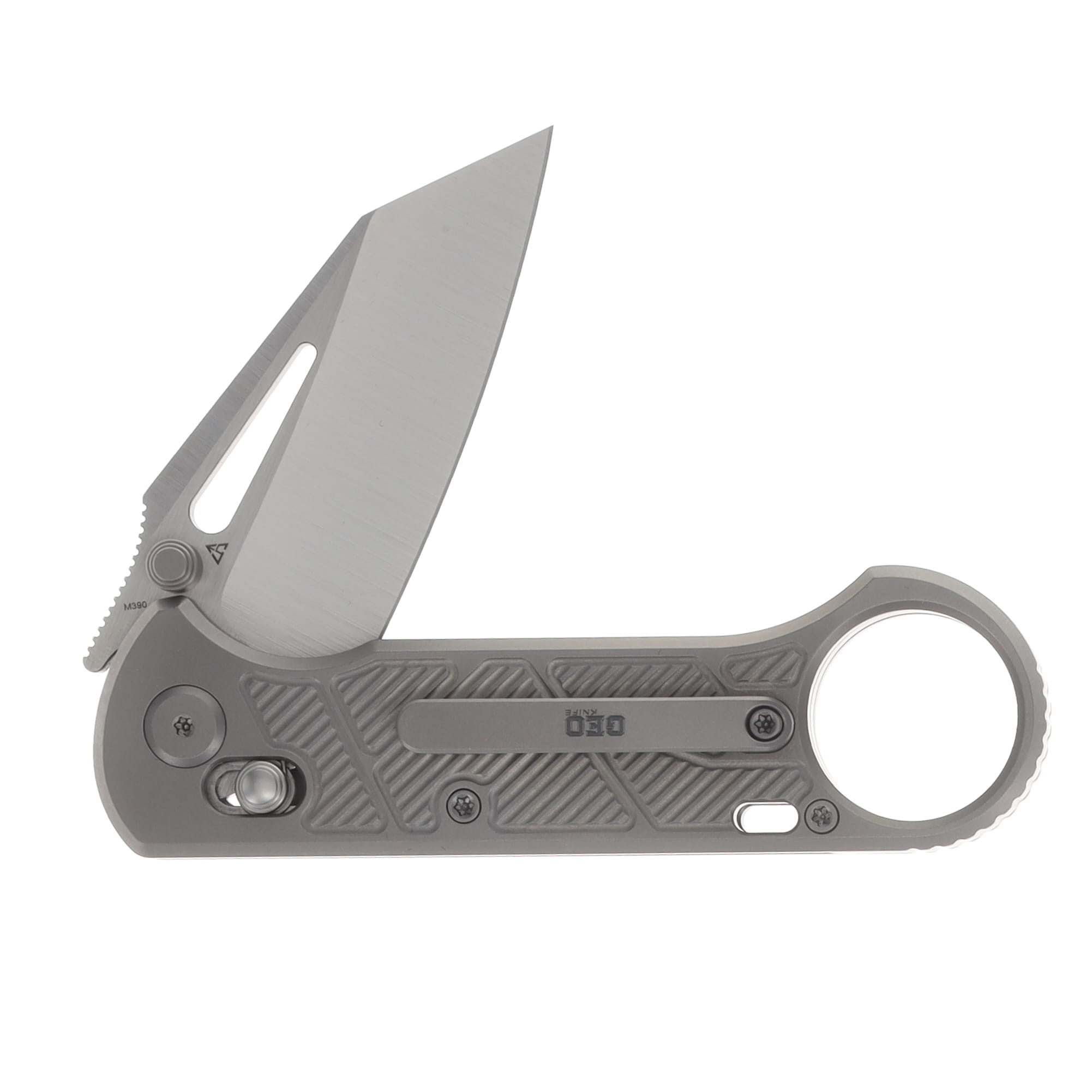 GEO Knife Aska Fabian Hobbelen Folder Hand-Rubbed Satin SW M390 - Gray Titanium GEO2511A View 4