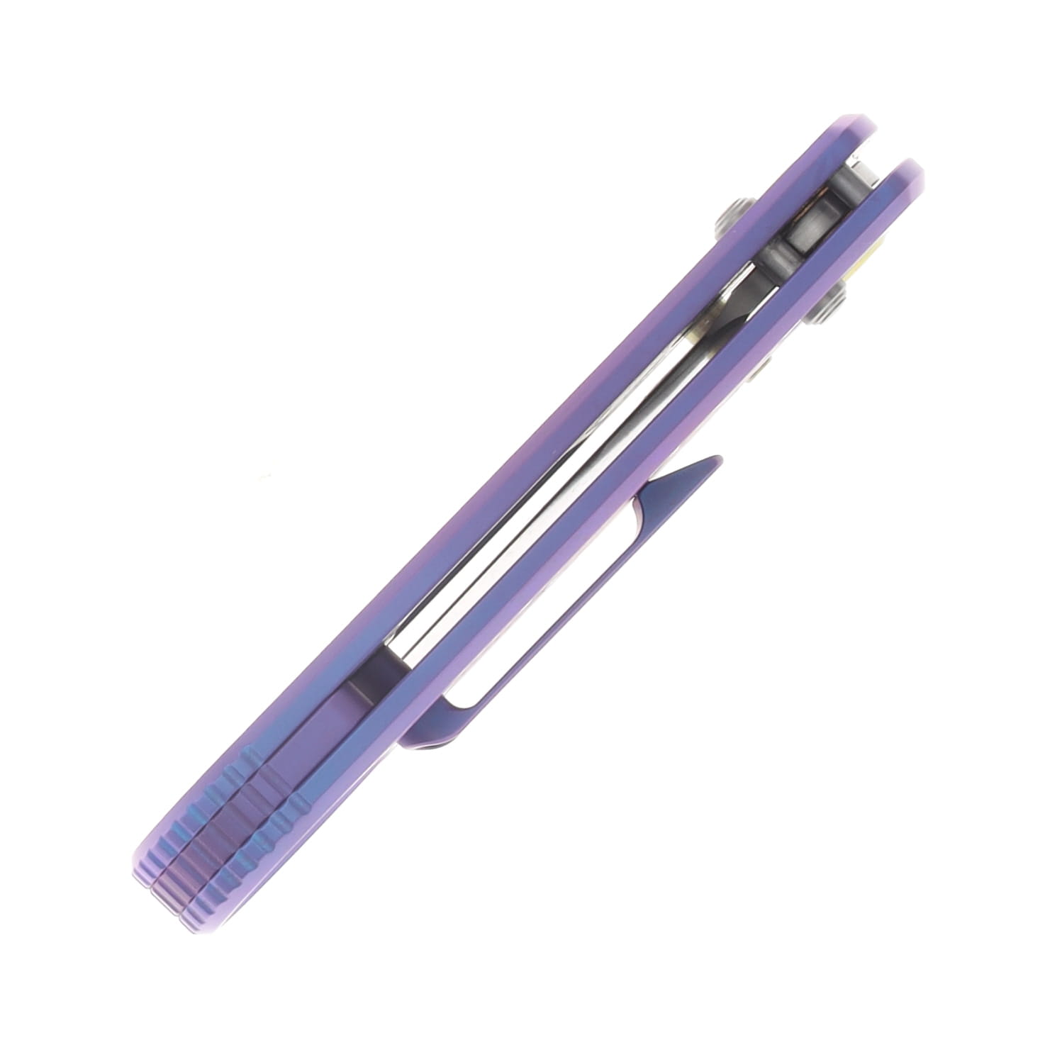 GEO Knife Aska Fabian Hobbelen Folder Hand-Rubbed Satin SW M390 - Purple Blue Titanium GEO2511D View 6