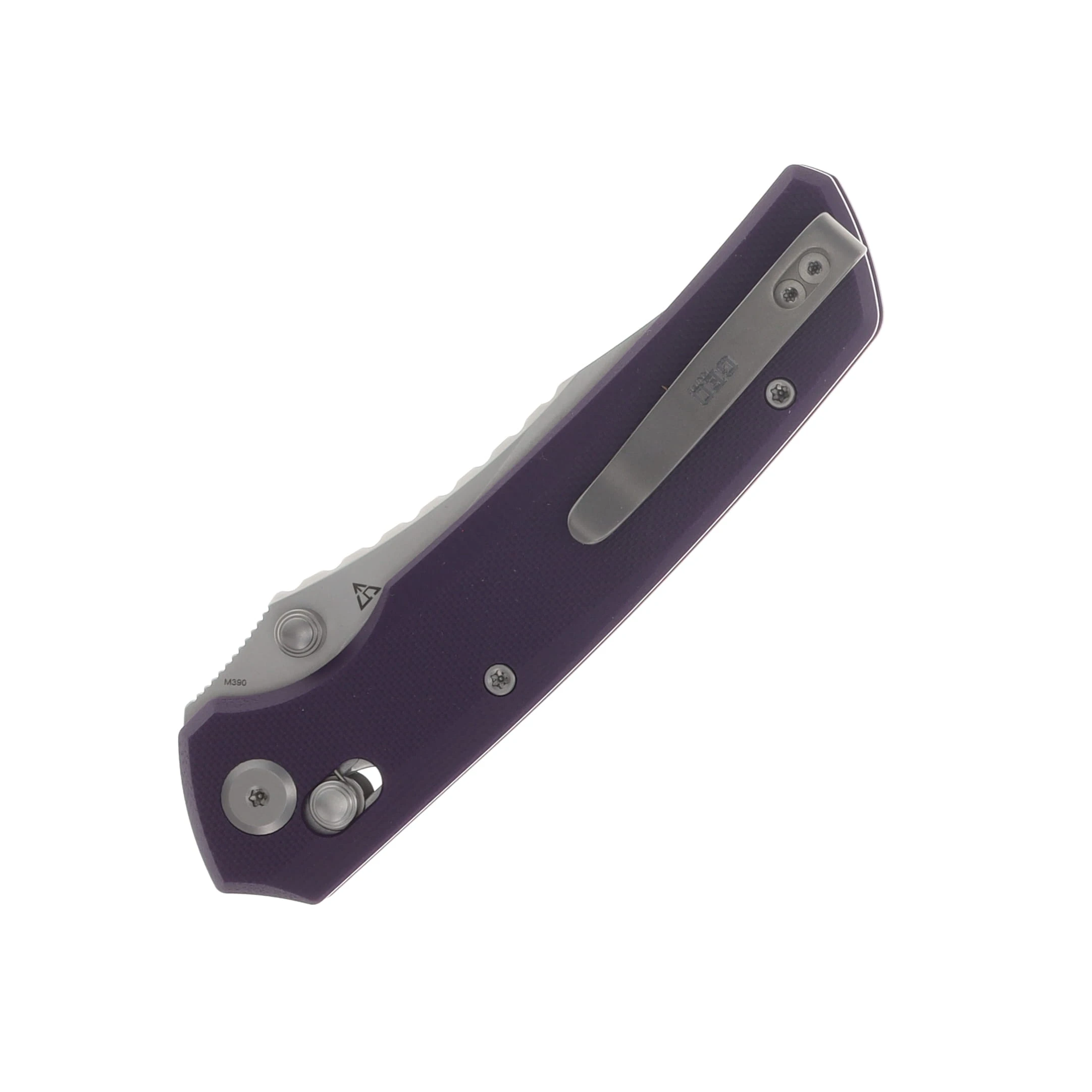 GEO Knife Cirex Fabian Hobbelen Folder Stonewash M390 Blade Purple G10 Handle GEO2601C View 6