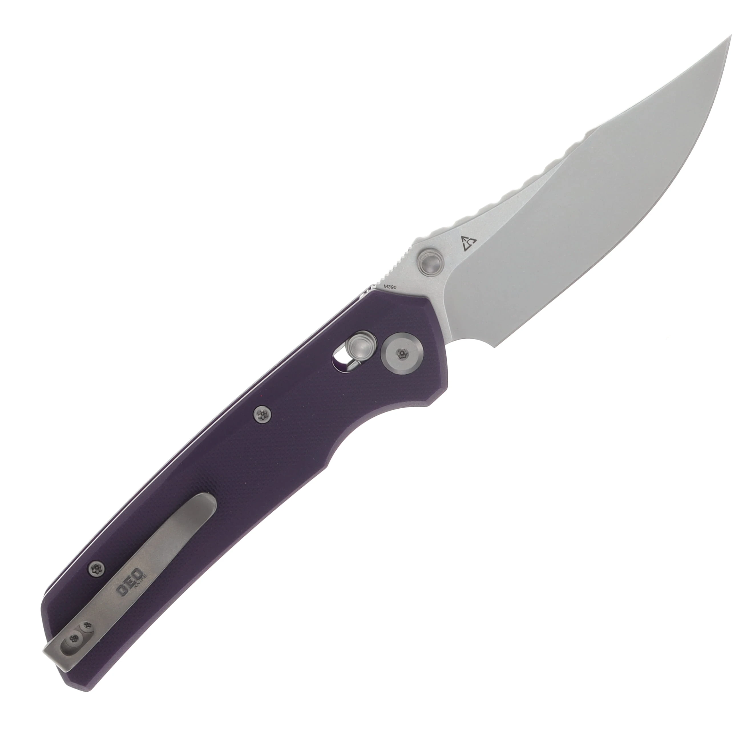 GEO Knife Cirex Fabian Hobbelen Folder Stonewash M390 Blade Purple G10 Handle GEO2601C View 2