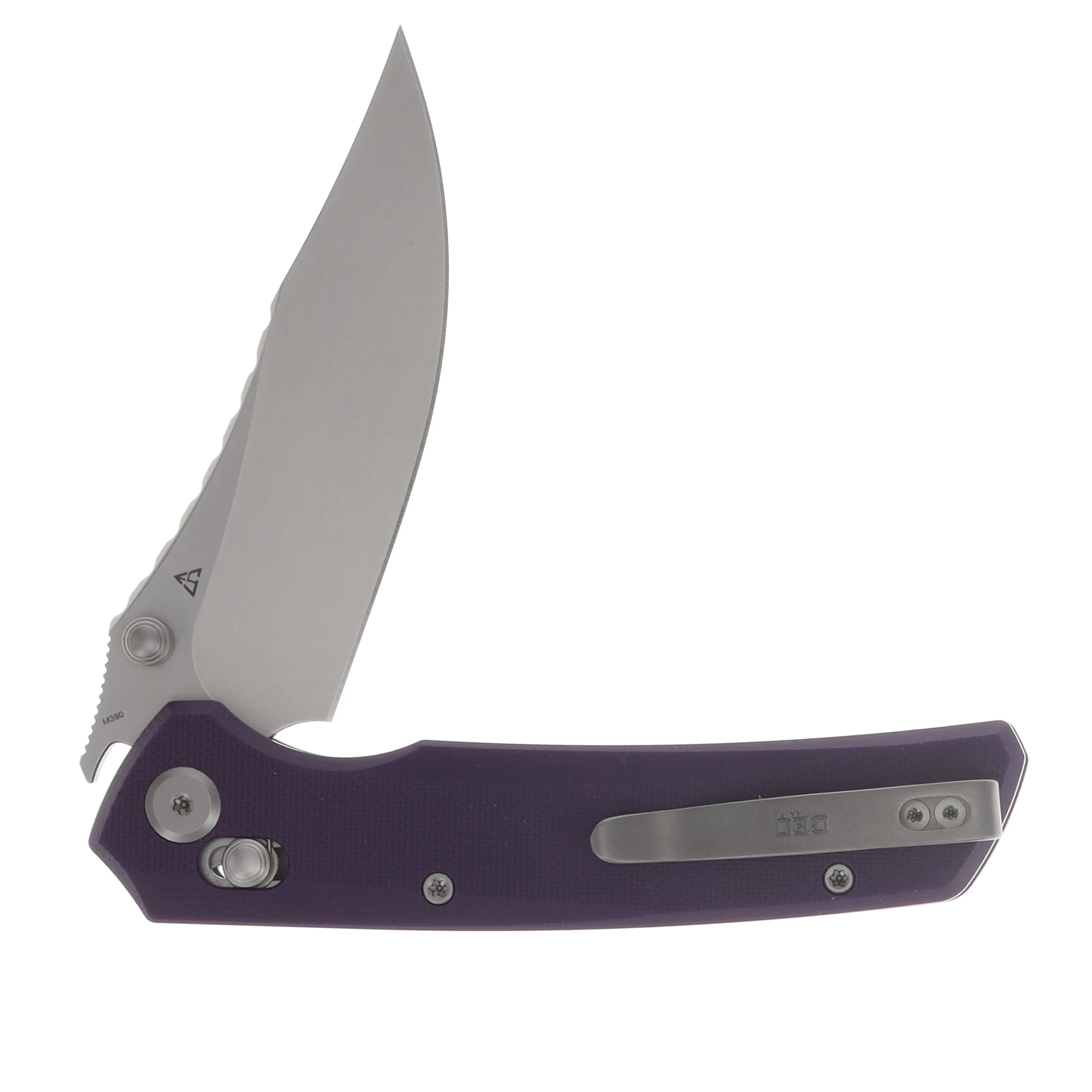 GEO Knife Cirex Fabian Hobbelen Folder Stonewash M390 Blade Purple G10 Handle GEO2601C View 4