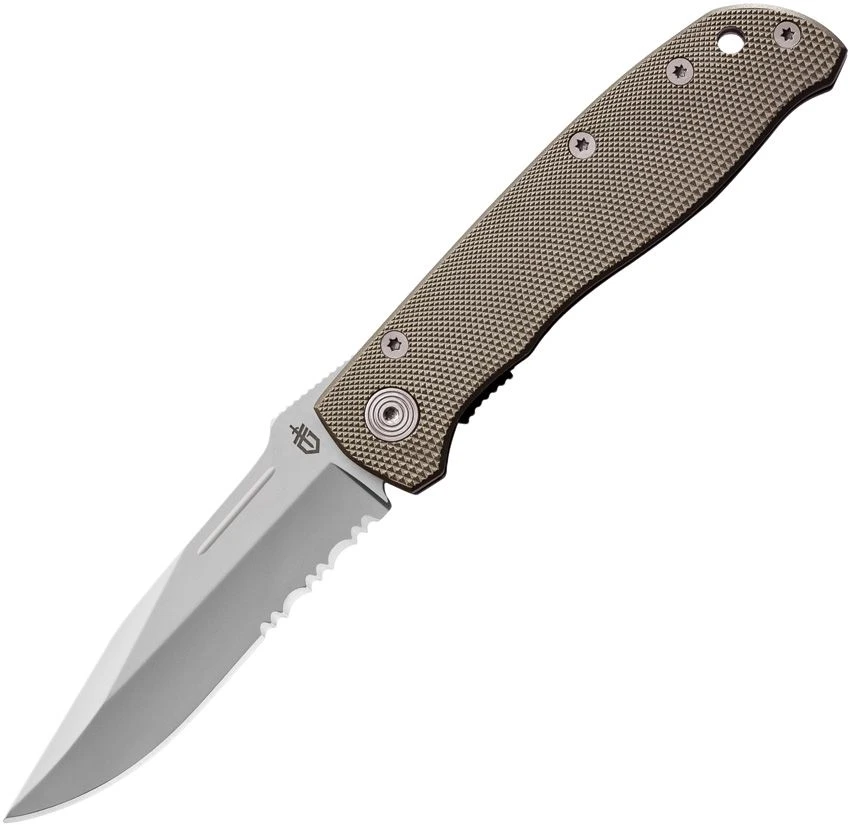 Gerber Air Ranger Linerlock Folder Gray Aluminum Handle Partially Serrated Blade G3906DIP View 1