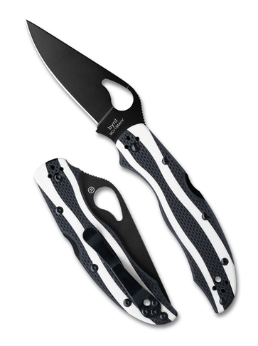 Spyderco Byrd Magpie Plain Edge Black Blade Folding Knife Black White G-10 Handle BY25GPBK View 1