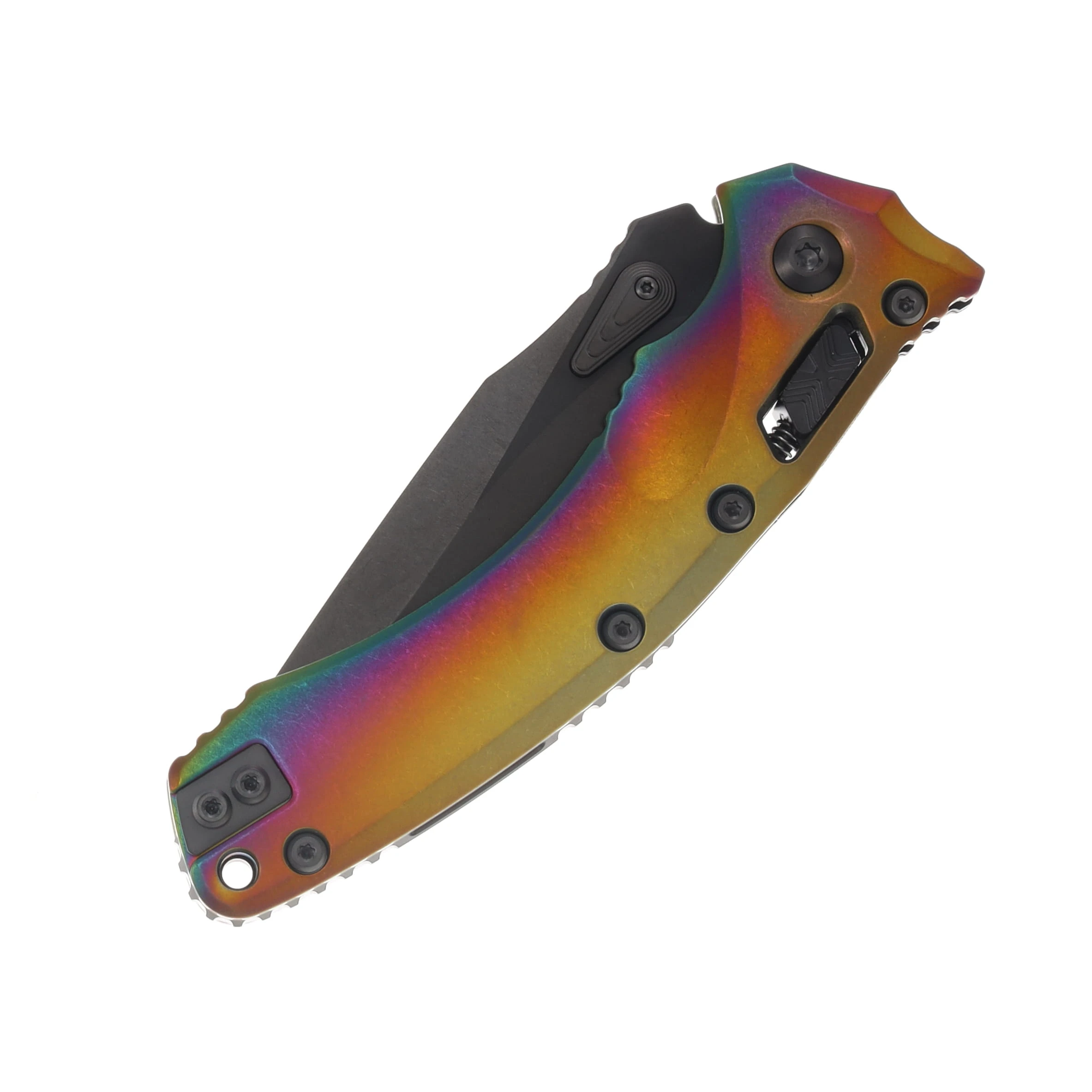 Marfione Select Amphibian RAM-LOK Folding Knife DLC Stonewash S/E Oil Slick Slab Side Titanium MT137RL1DLCTMS4 View 5