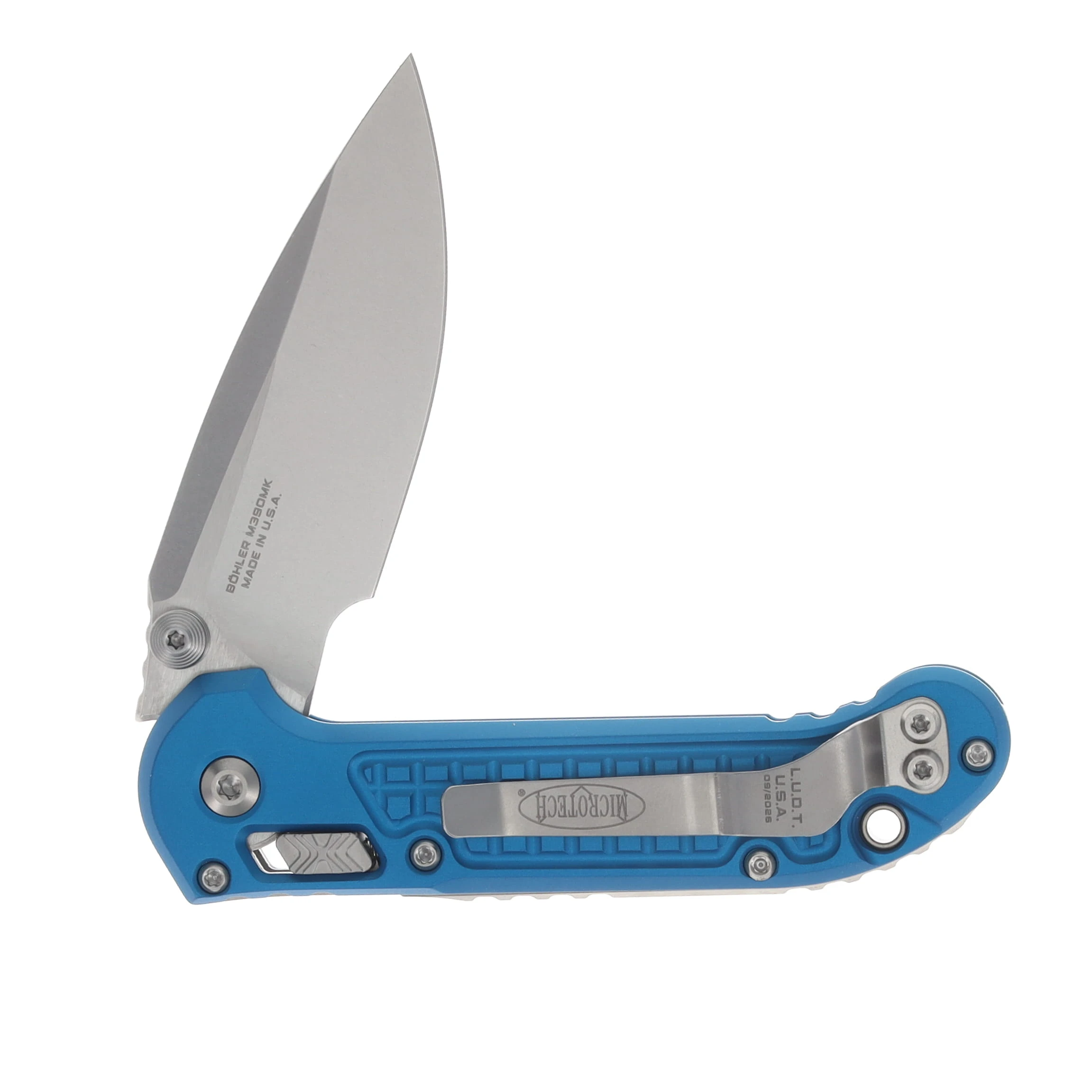 Microtech LUDT RAM-LOK Folding Knife Stonewash S/E Blue Frag MT1135RL10FRBL View 4
