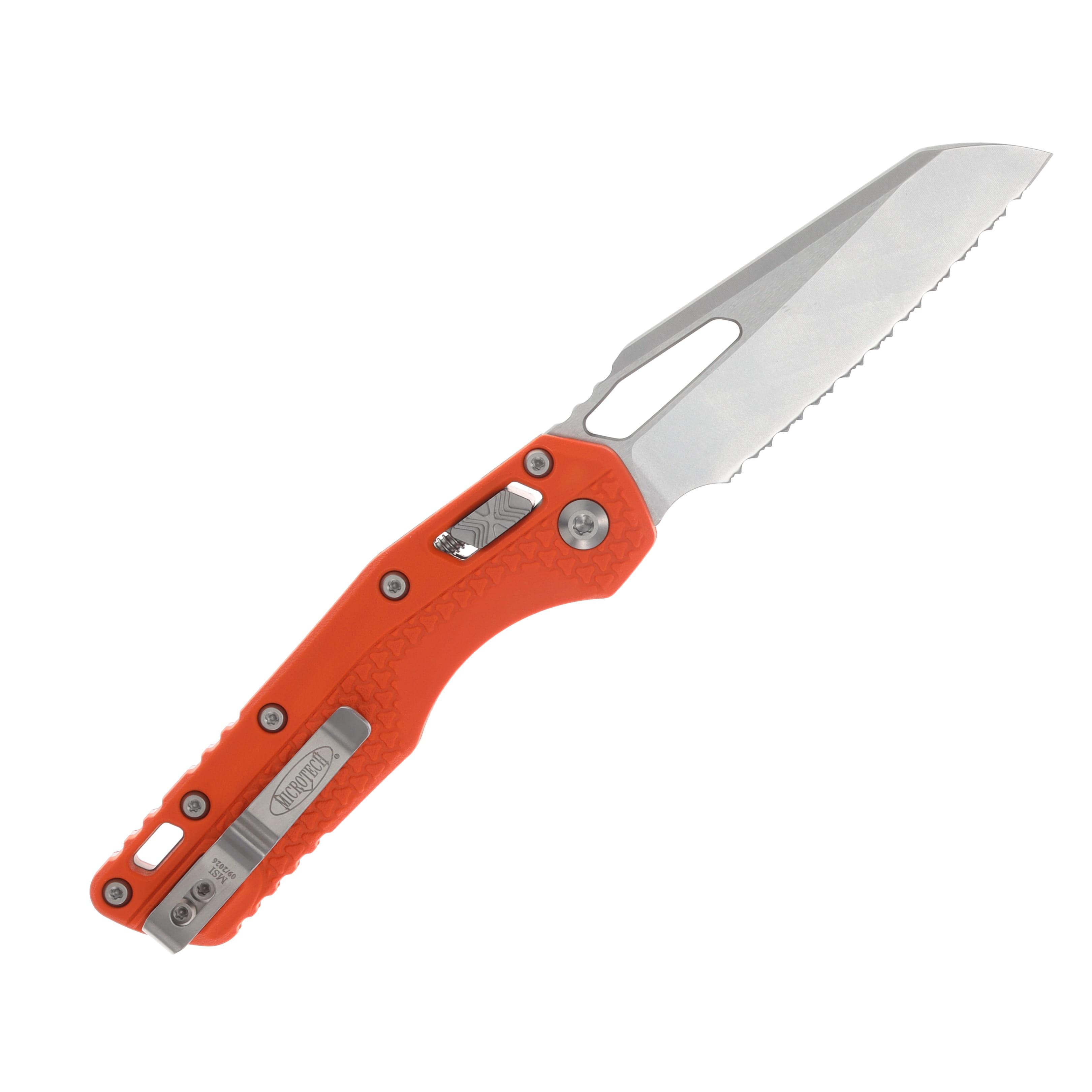 Microtech MSI RAM-LOK Folding Knife Serrated Stonewash S/E Orange Polymer MT210T12PMOR View 2