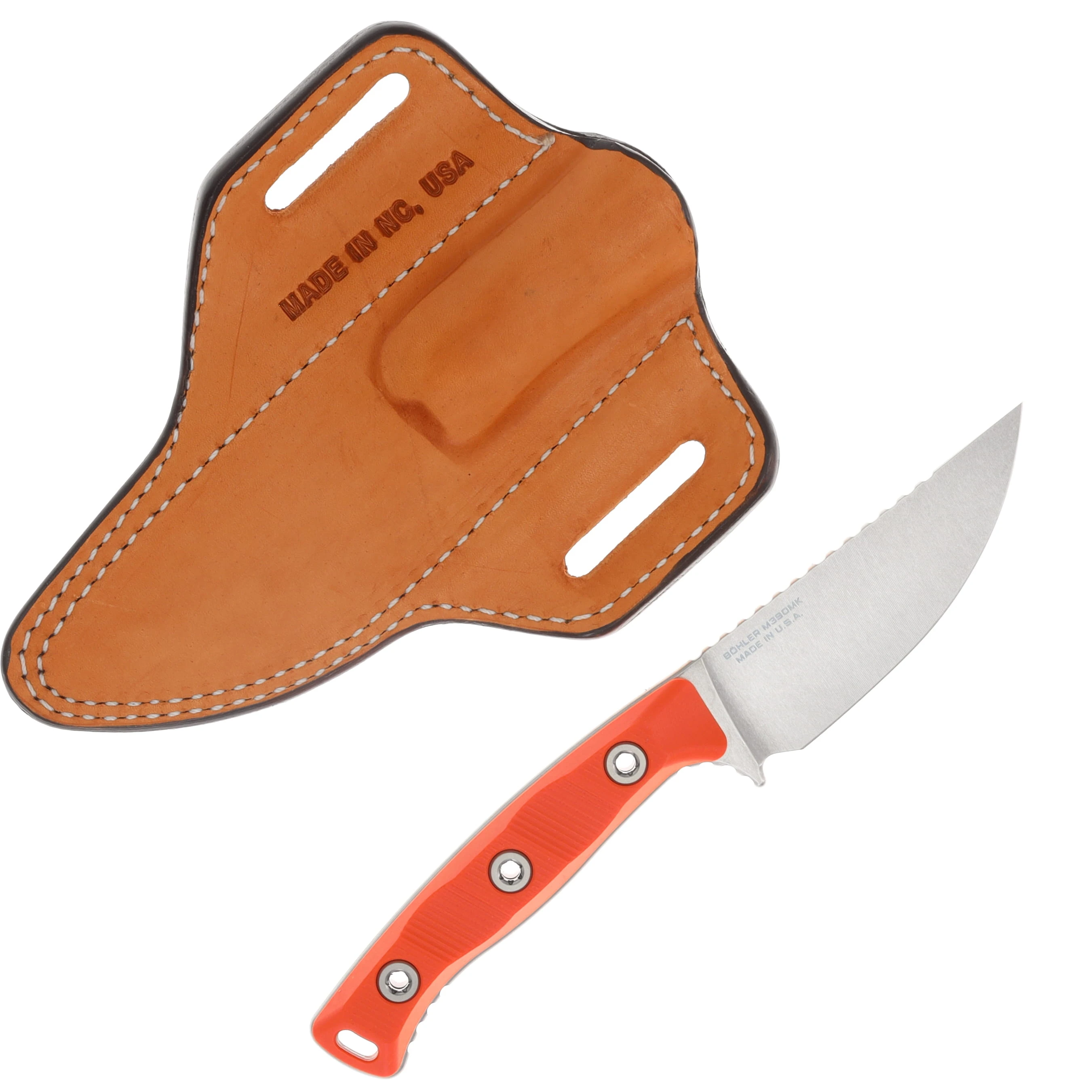 Microtech Akris Fixed Blade Stonewash S/E Ember G-10 with Leather Sheath MT9510EM4 View 2