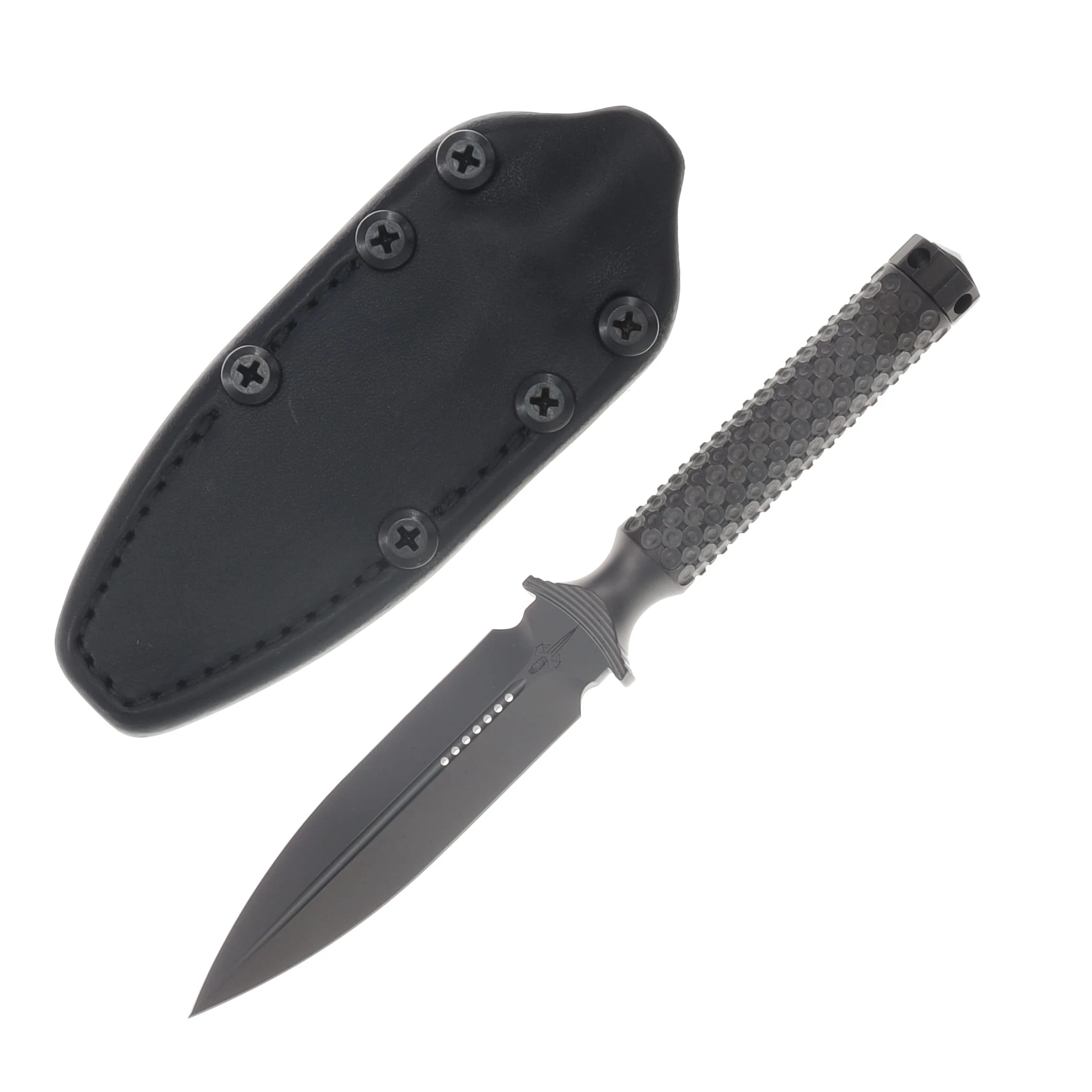 Microtech A.D.O. Fixed Blade DLC Double Vapor Blast/DLC Titanium End Cap MT115DLCVBMCK View 1