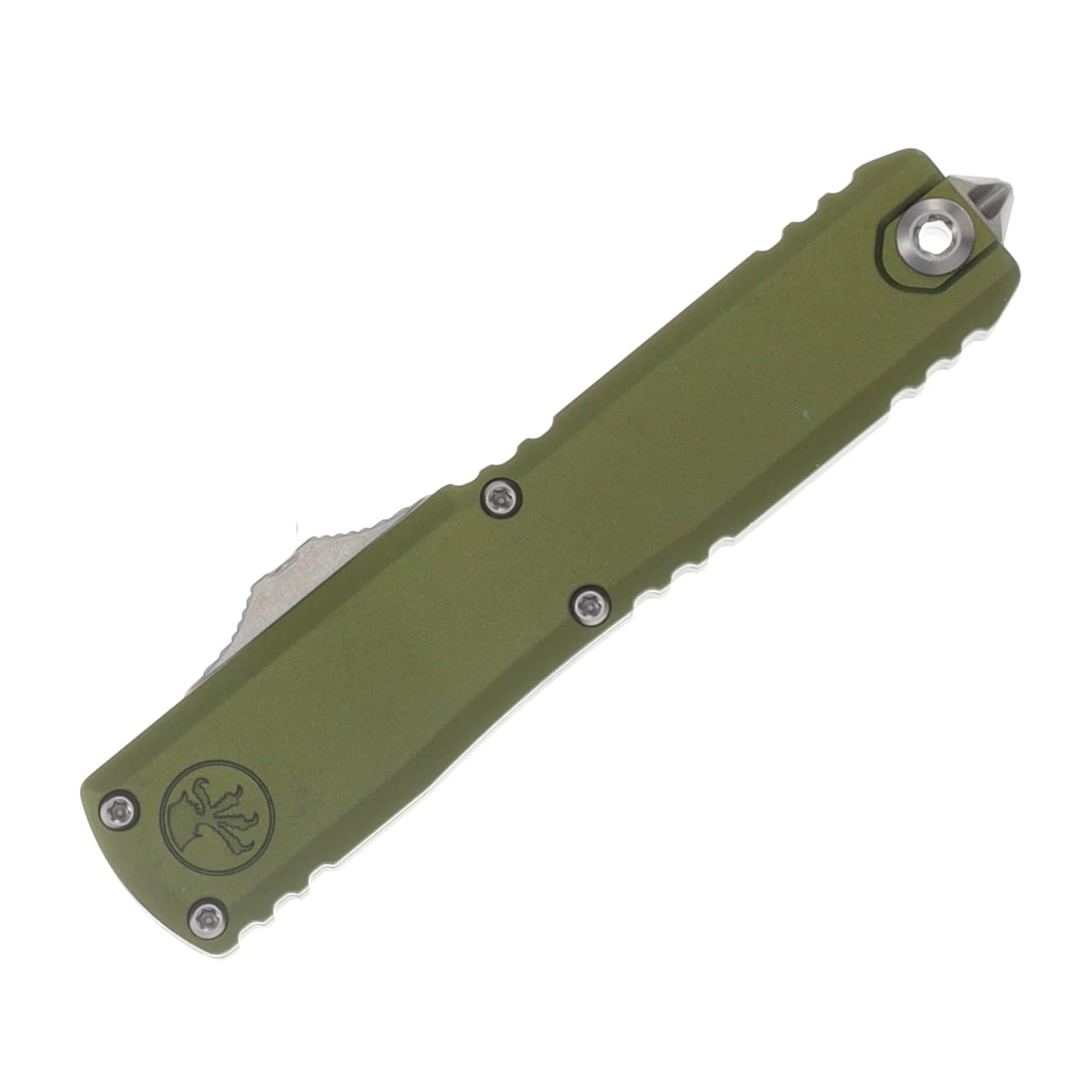 Microtech UTX-70 OTF Gen IV Automatic Knife Stonewash D/E OD Green AUMT1147410OD View 3