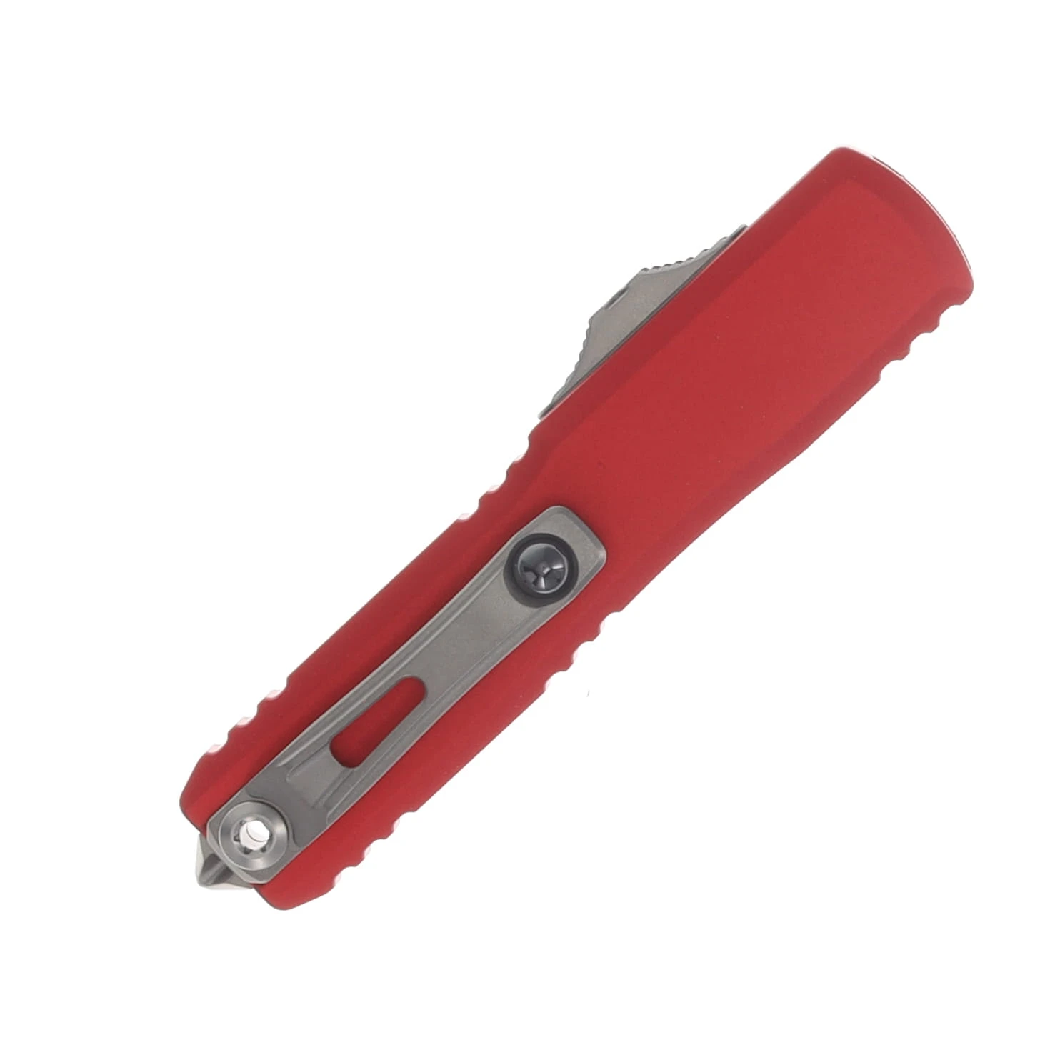 Microtech UTX-70 Gen IV OTF Automatic Knife Serrated Stonewash D/E Red AUMT1147412RD View 4