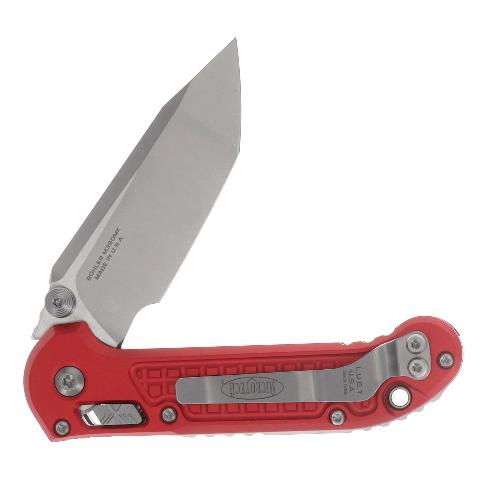 Microtech LUDT RAM-LOK Folding Knife Stonewash T/E Frag-Patterned Red MT1136RL10FRRD View 4