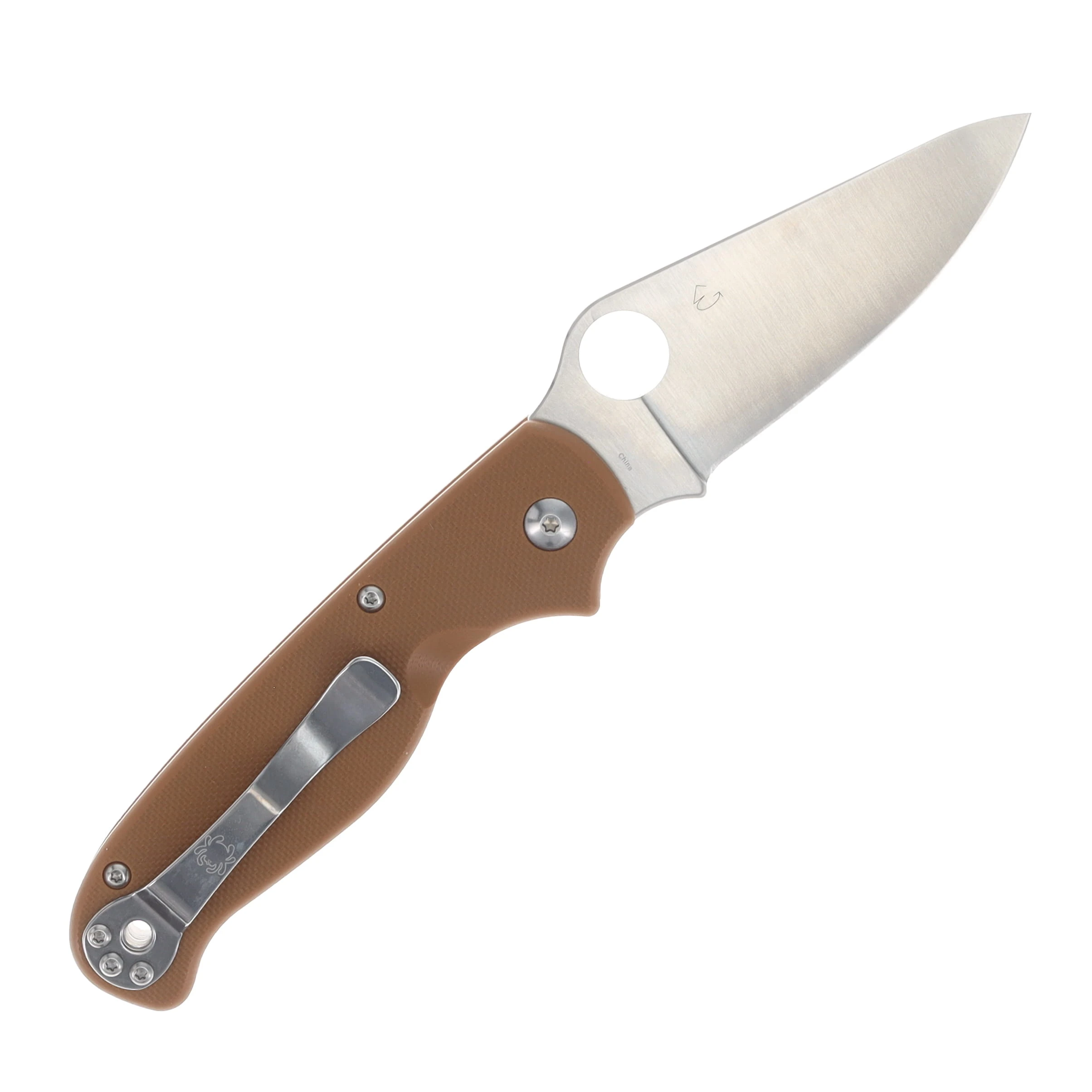 Spyderco Buttonup Folding Knife Satin 8Cr13MoV/Brown G-10 SPC275GPBN View 2