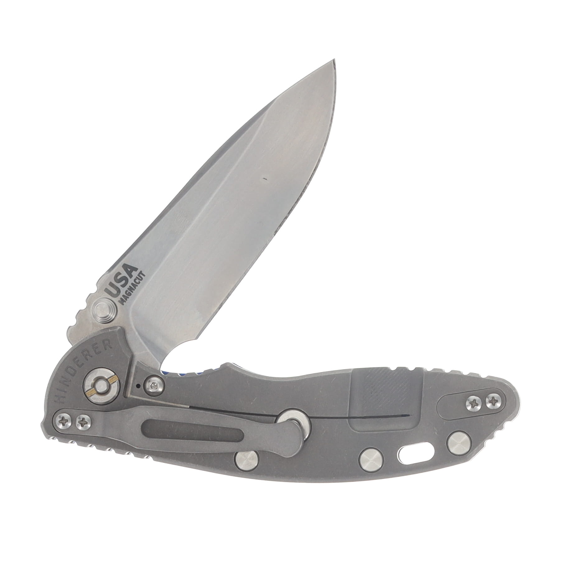 Hinderer XM-18 3.5 Spearpoint Tri-Way Folder Working Finish Stonewash Blade Blue G10 Handle KXM35SPETWWFSWBLDBL View 3